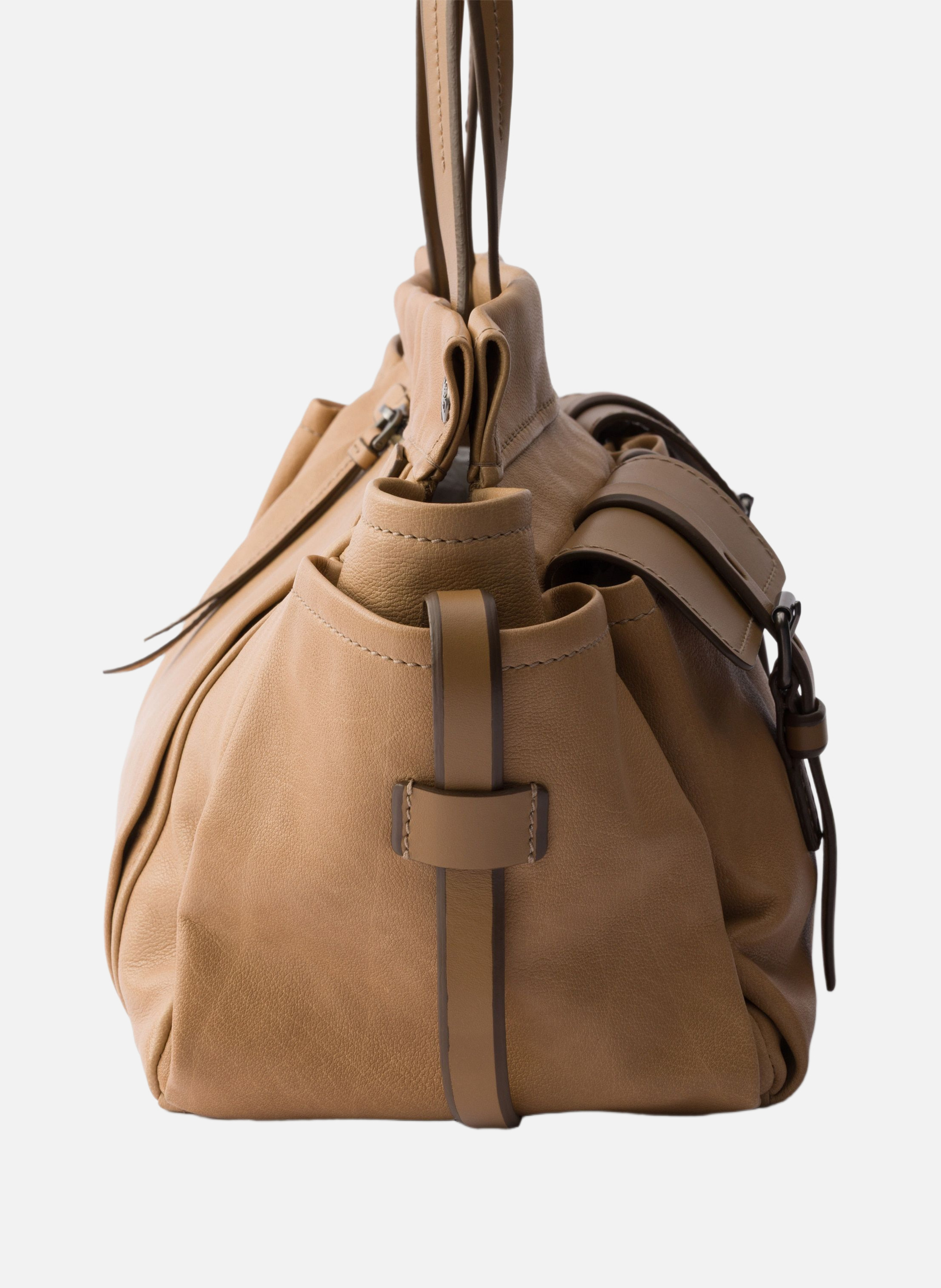 Grand cabas en cuir prada route PRADA Beige