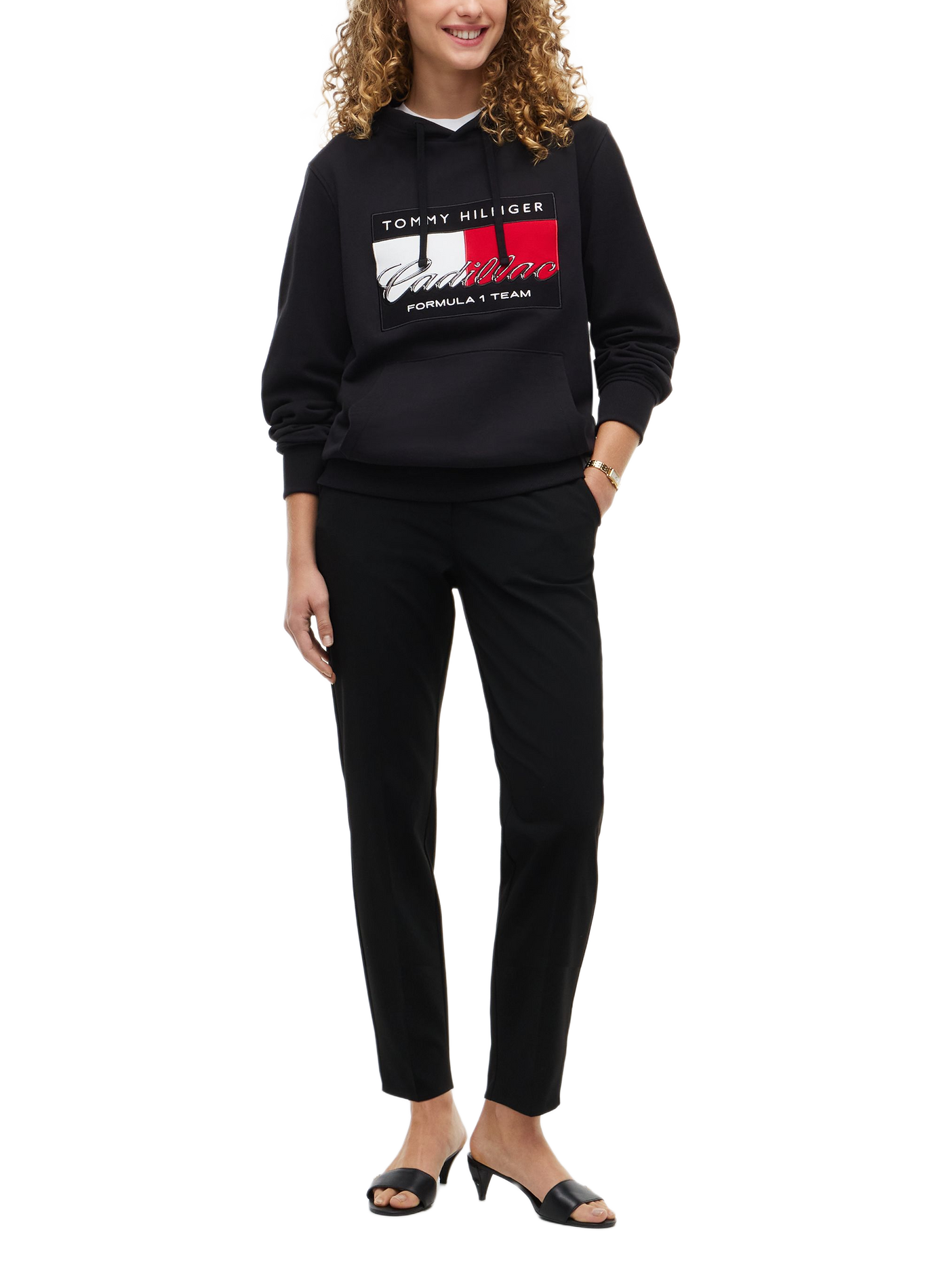 Oversized printed cotton sweatshirt TOMMY HILFIGER Black