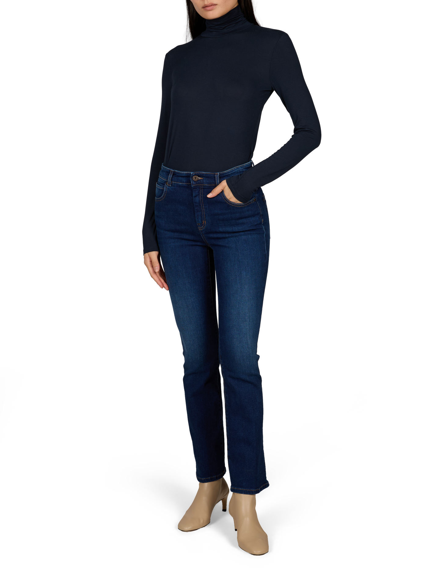 Tee-shirt moulant col roulé MAX MARA WEEK END Bleu
