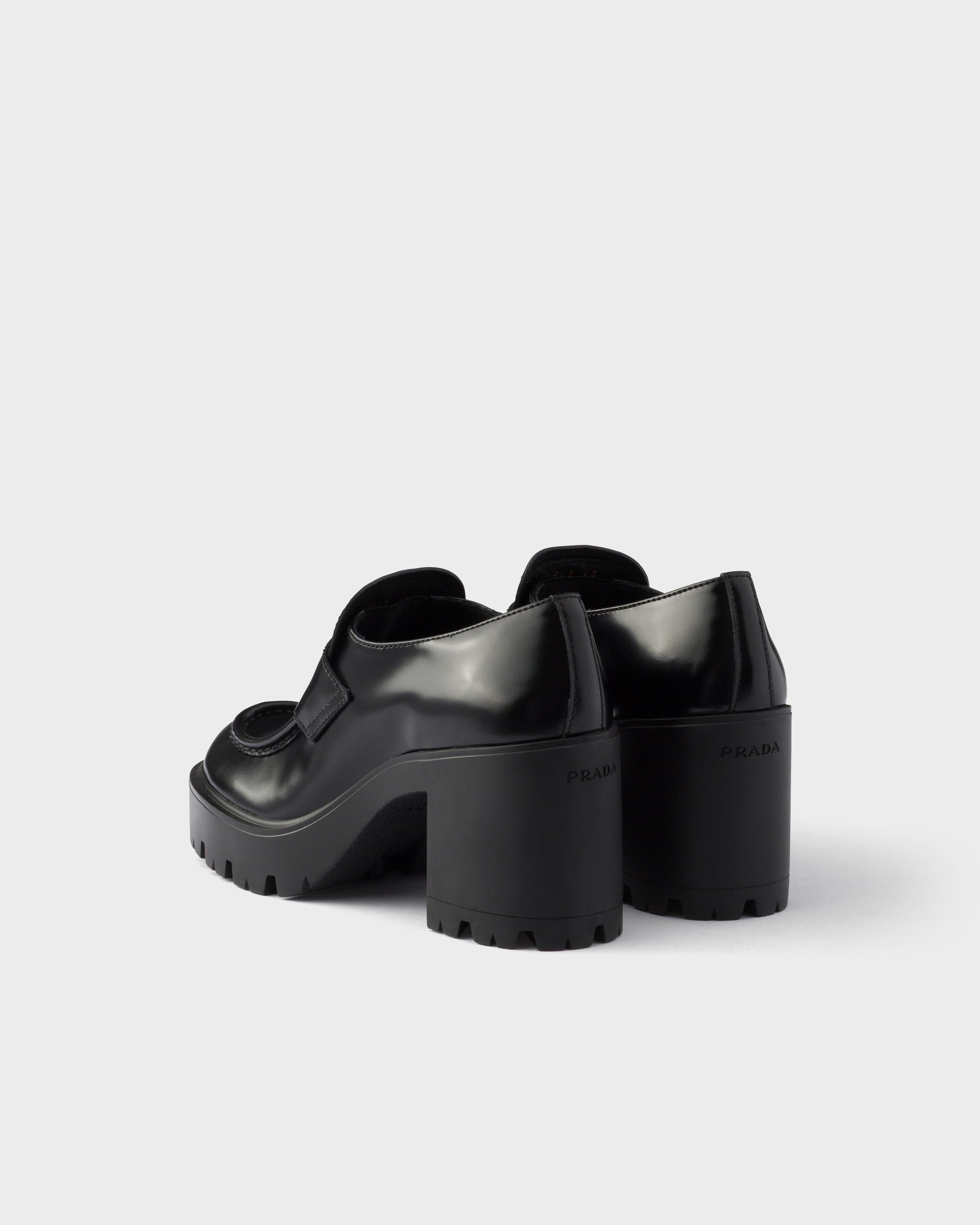 Mocassins en cuir brossé PRADA Noir