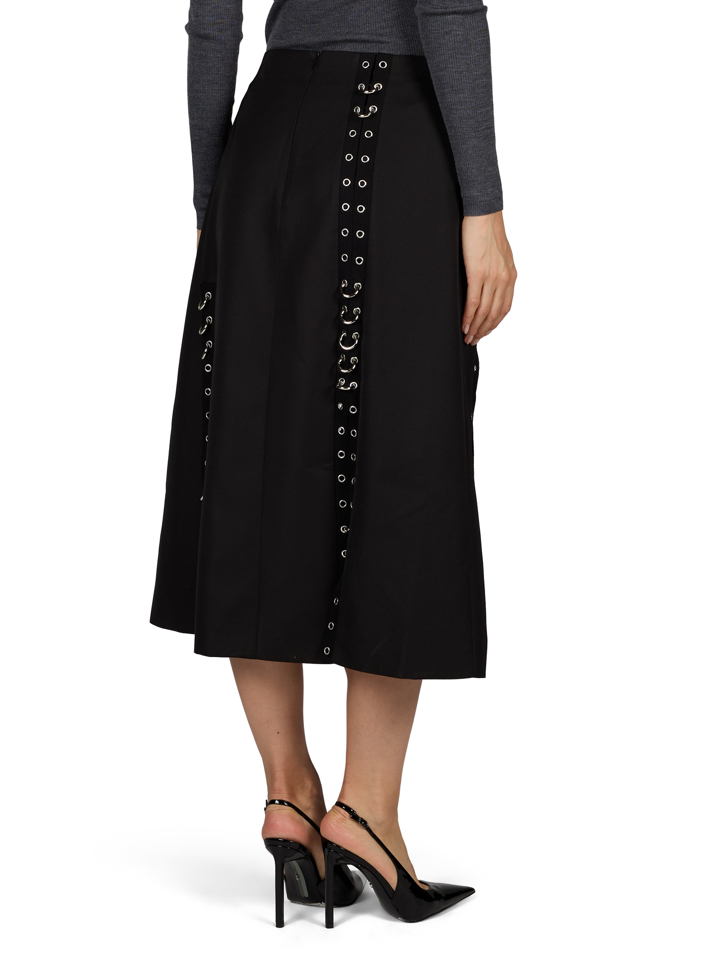 Midi skirt with eyelets and rings SIMONE ROCHA Black