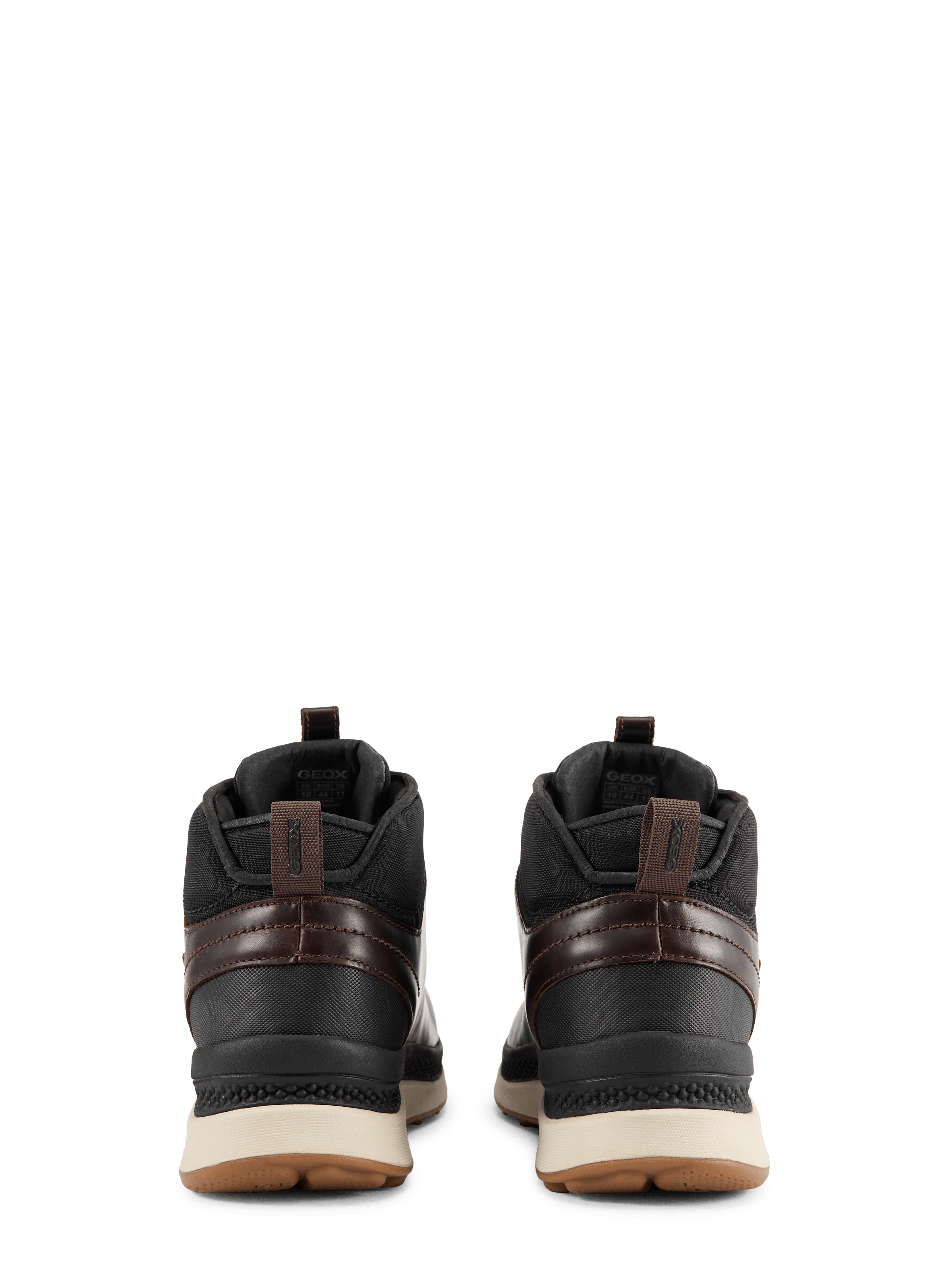 Sneakers van rond leer en mix van materialen GEOX Bruin