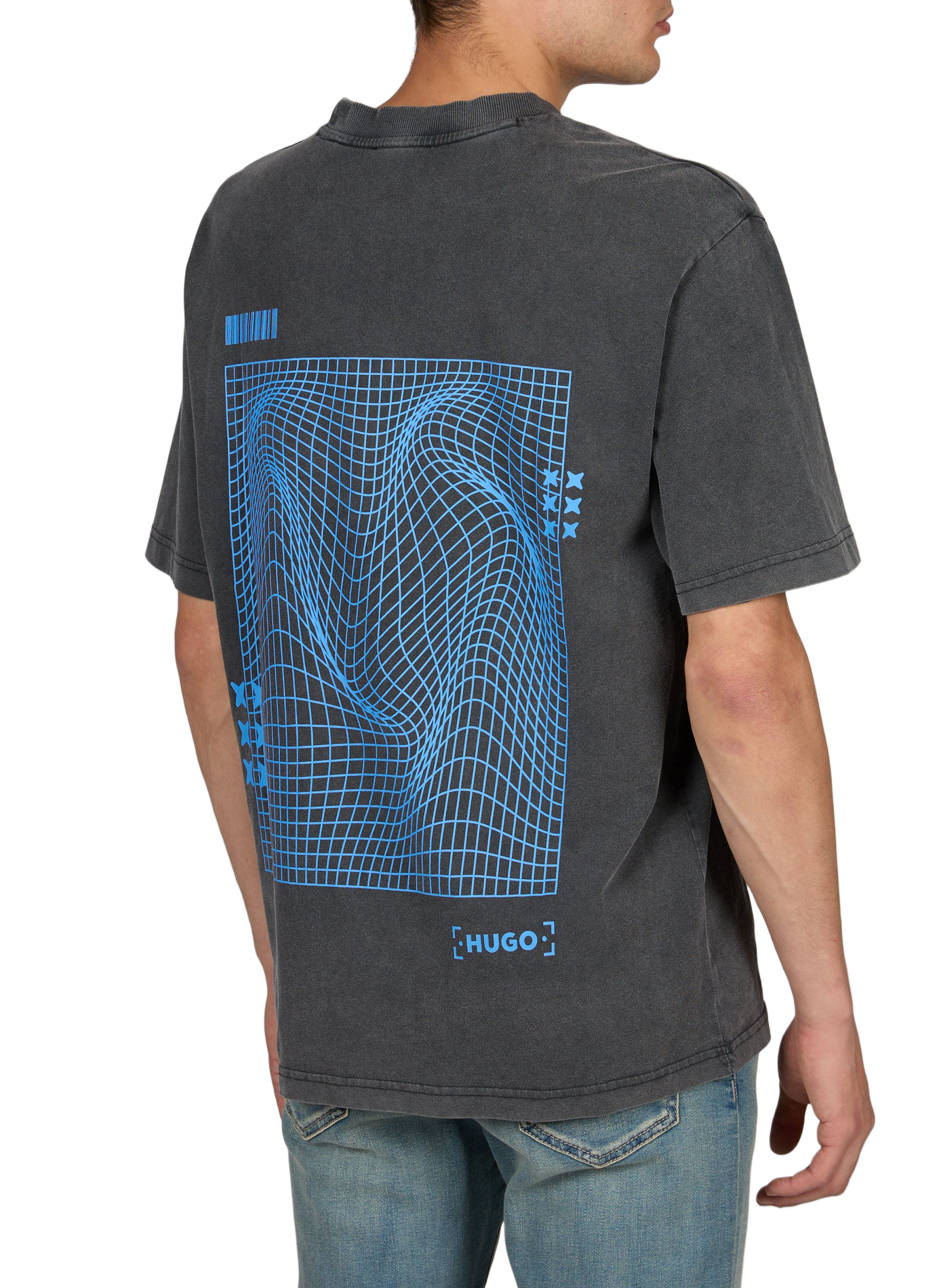 Gerader Rundhals-T-Shirt aus Baumwolle HUGO BLUE Schwarz