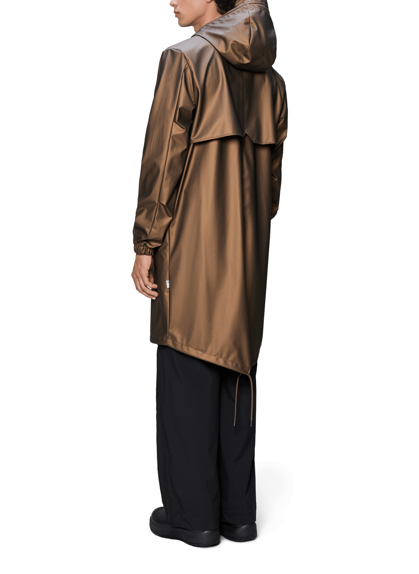 Parka fishtail dritta e lunga con cappuccio RAINS Marrone