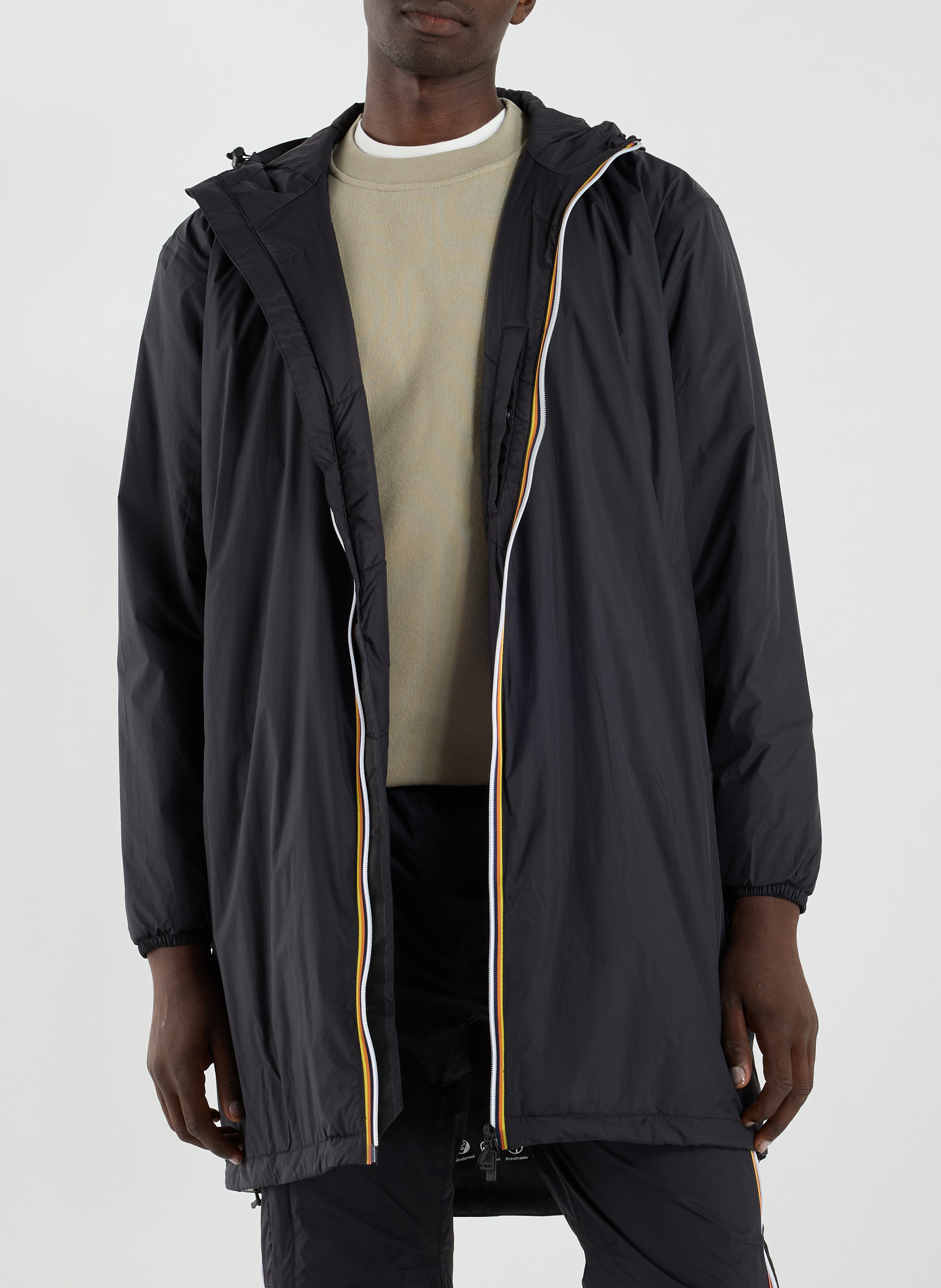 Mittellanger wasserdichter Parka K-WAY Schwarz
