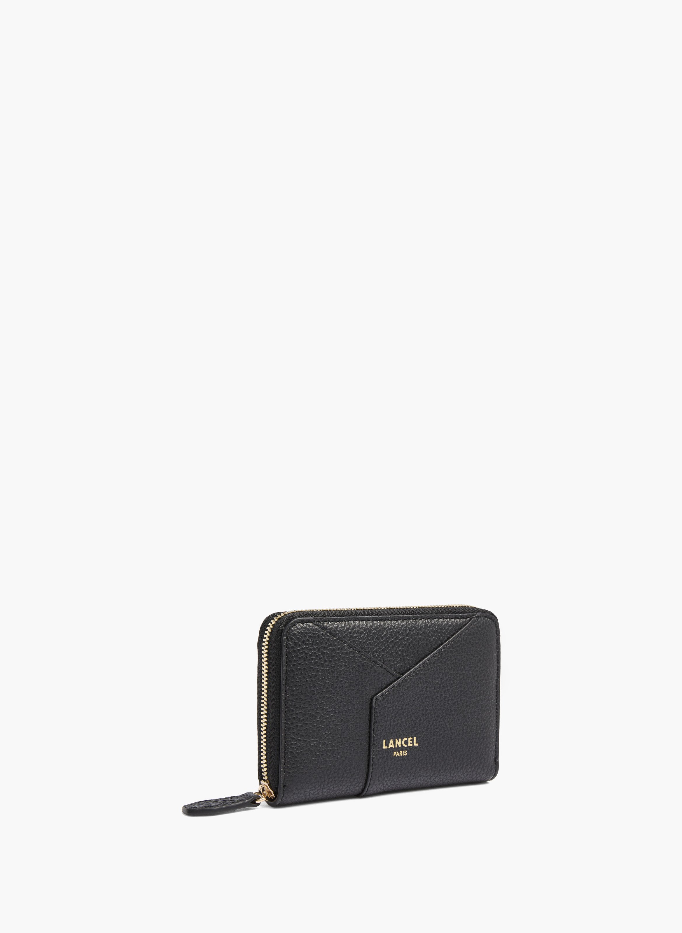 Porte-cartes à fermeture éclair – collection enveloppe, cuir de vachette grainé et lisse. LANCEL Noir