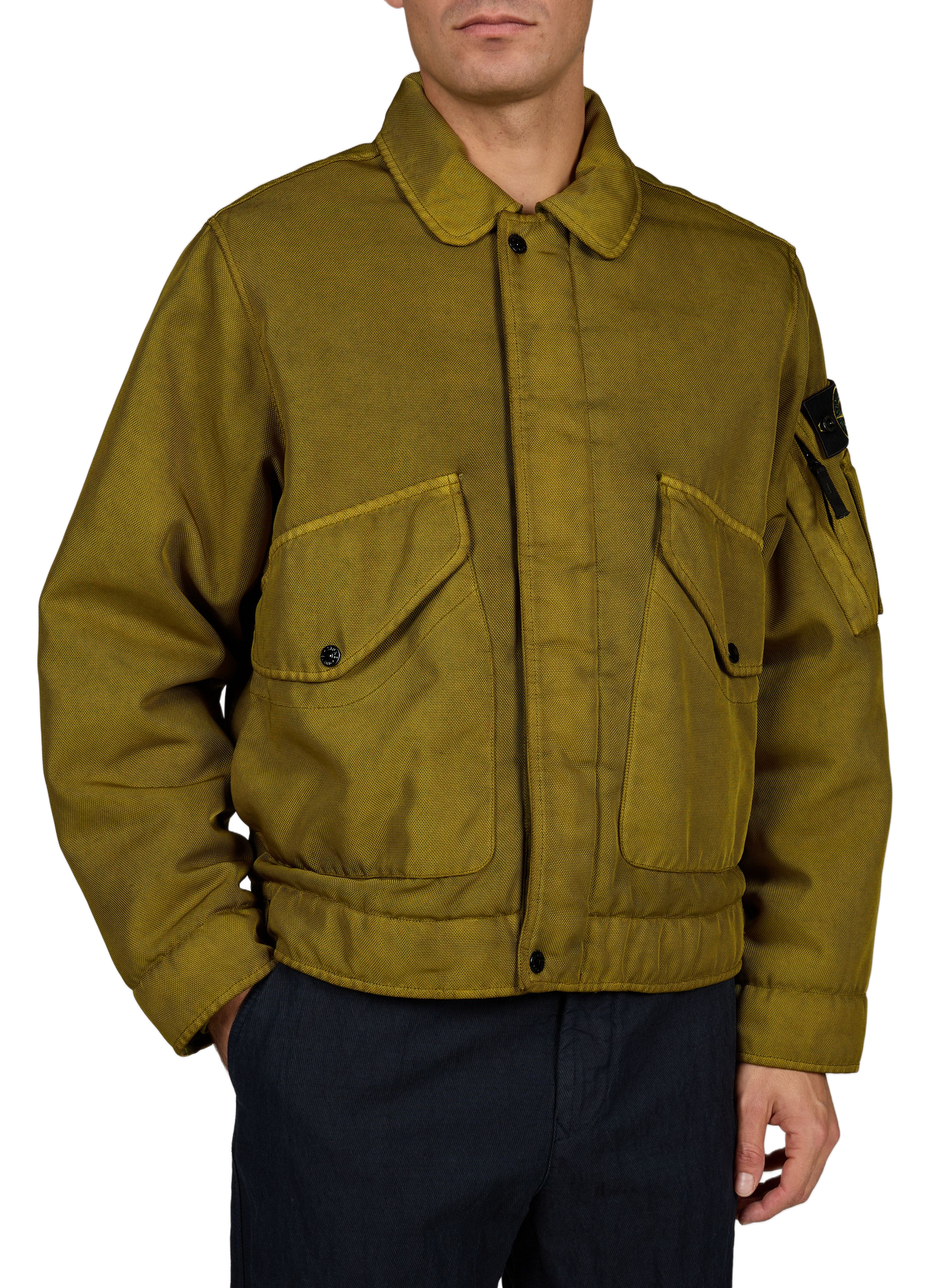 Straight jacket with classic collar STONE ISLAND Khaki
