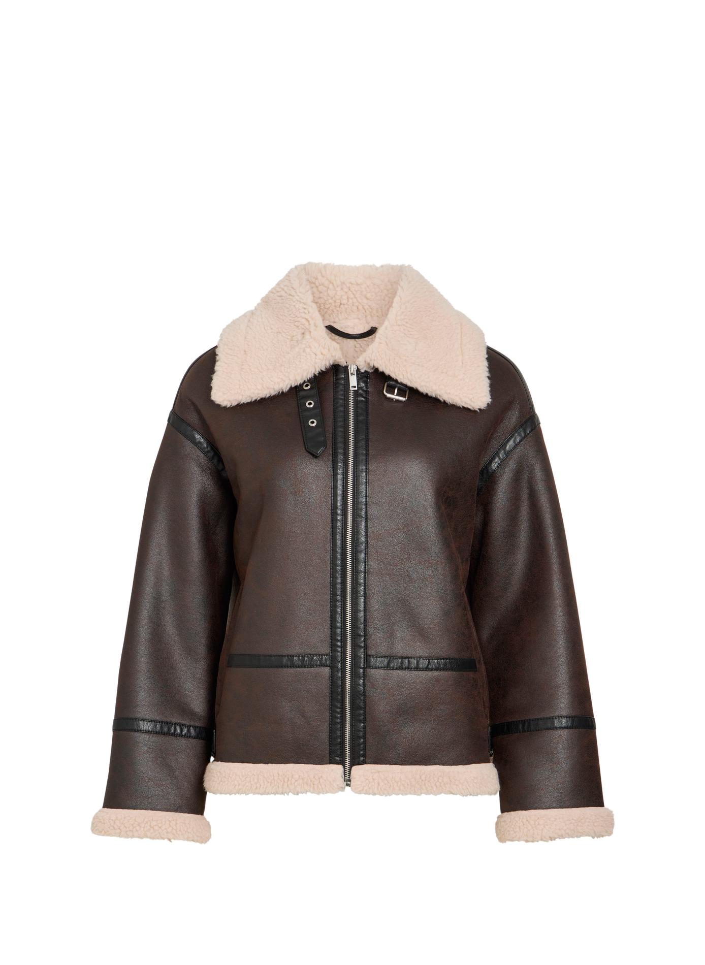 Veste droite col classique effet cuir VILA Brown