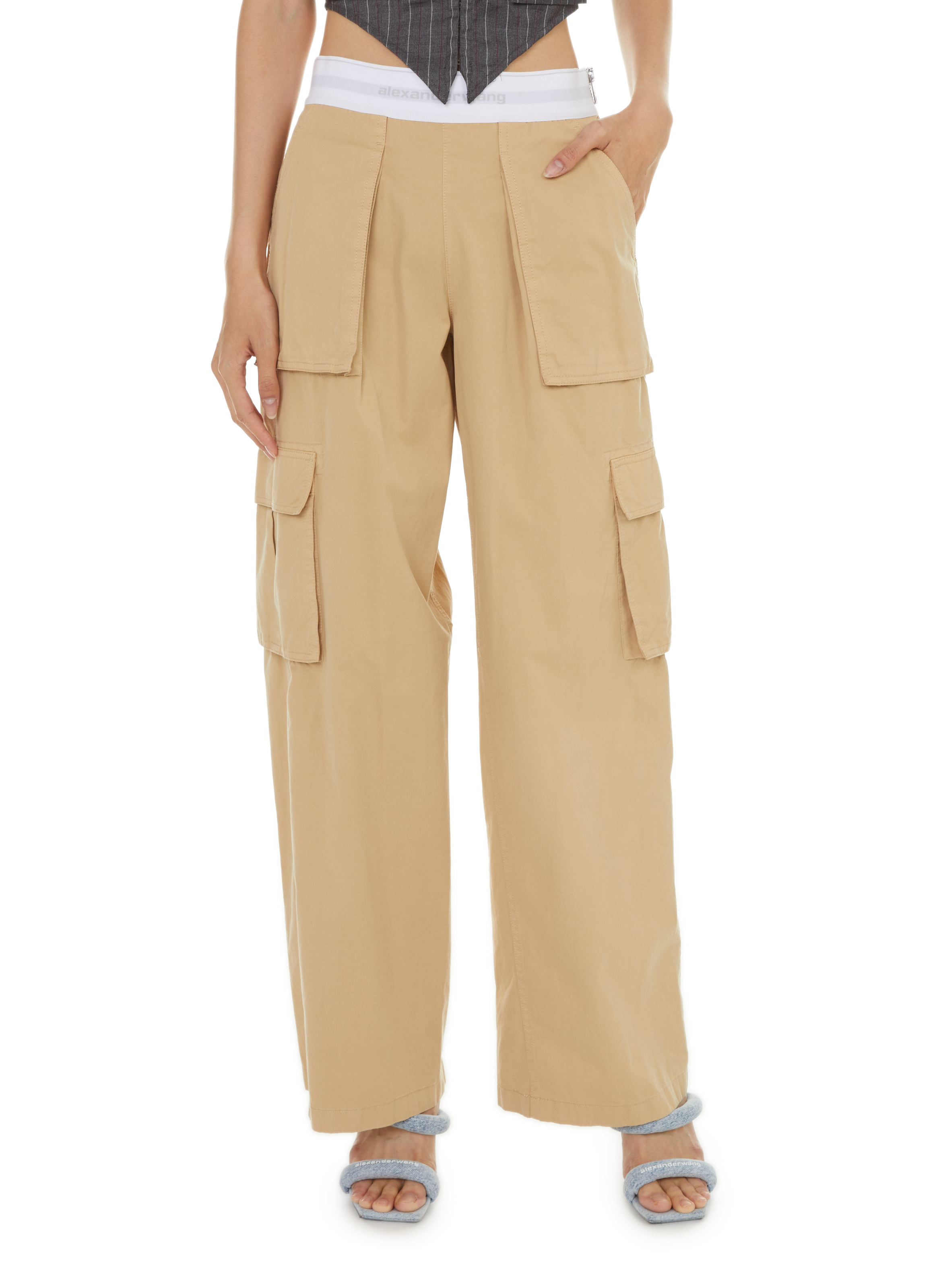 ALEXANDER WANG Cotton cargo pants Beige