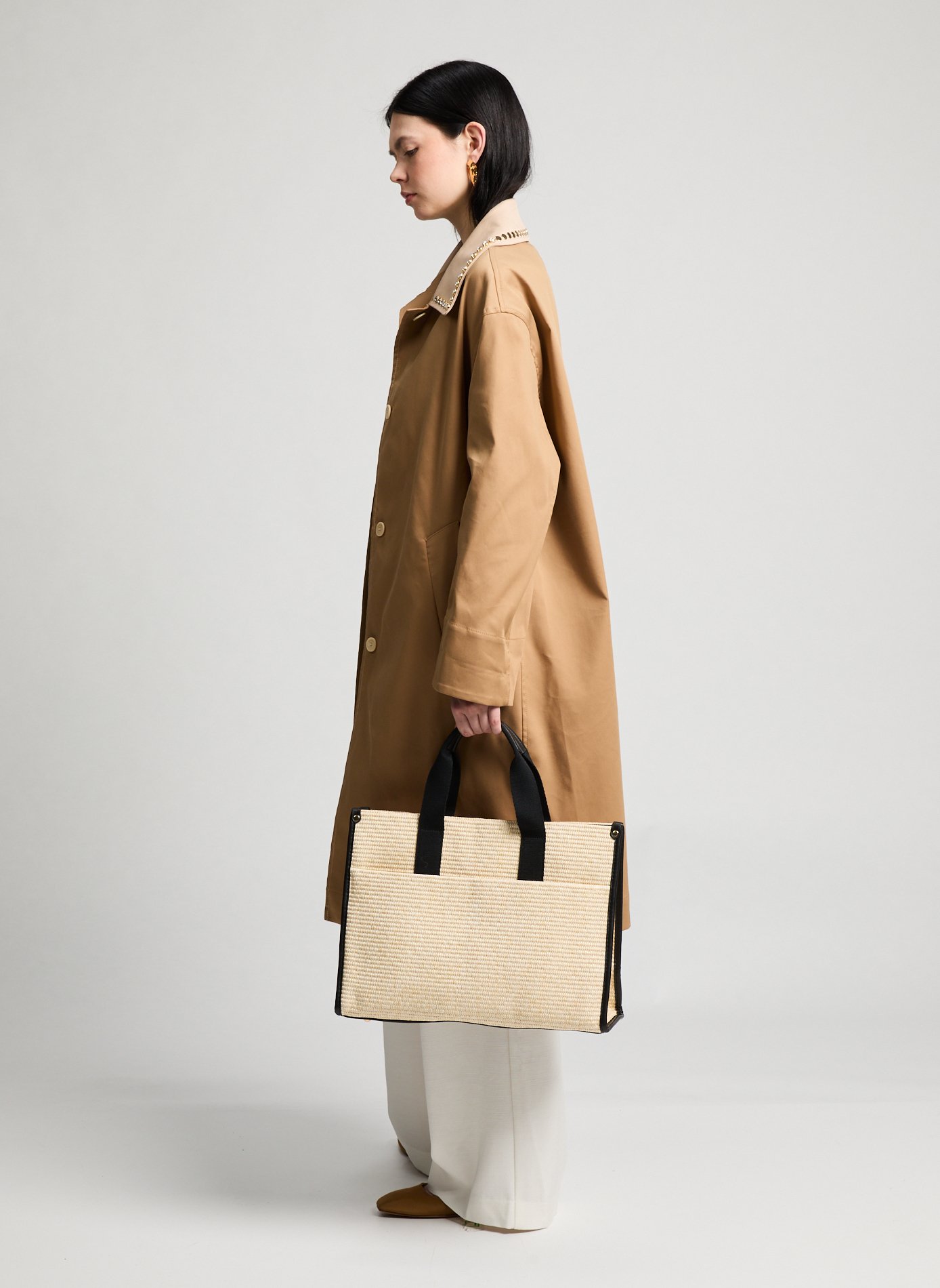 Grand sac cabas en paille AU PRINTEMPS PARIS Beige