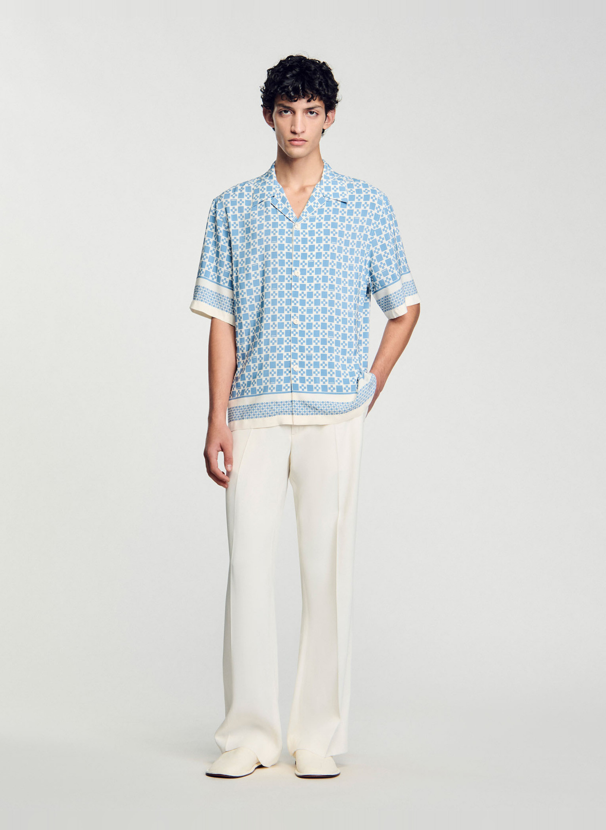 Chemisier droit imprimé SANDRO Bleu