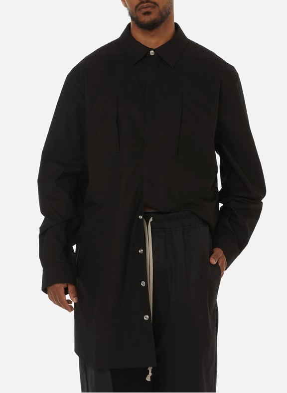 Long cotton shirt Black by RICK OWENS RICK OWENS Long cotton shirt Black