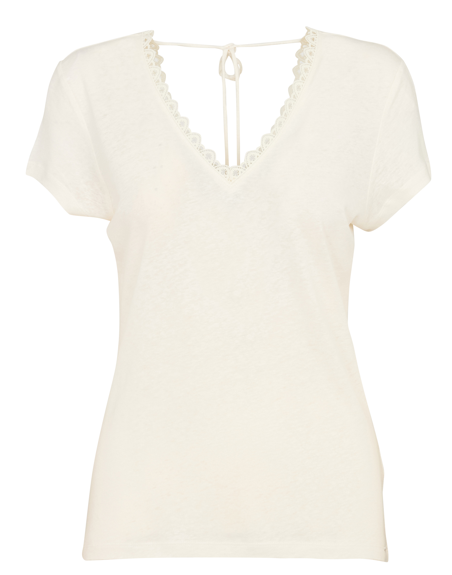 Tee-shirt col v en lin mélangé IKKS Blanc