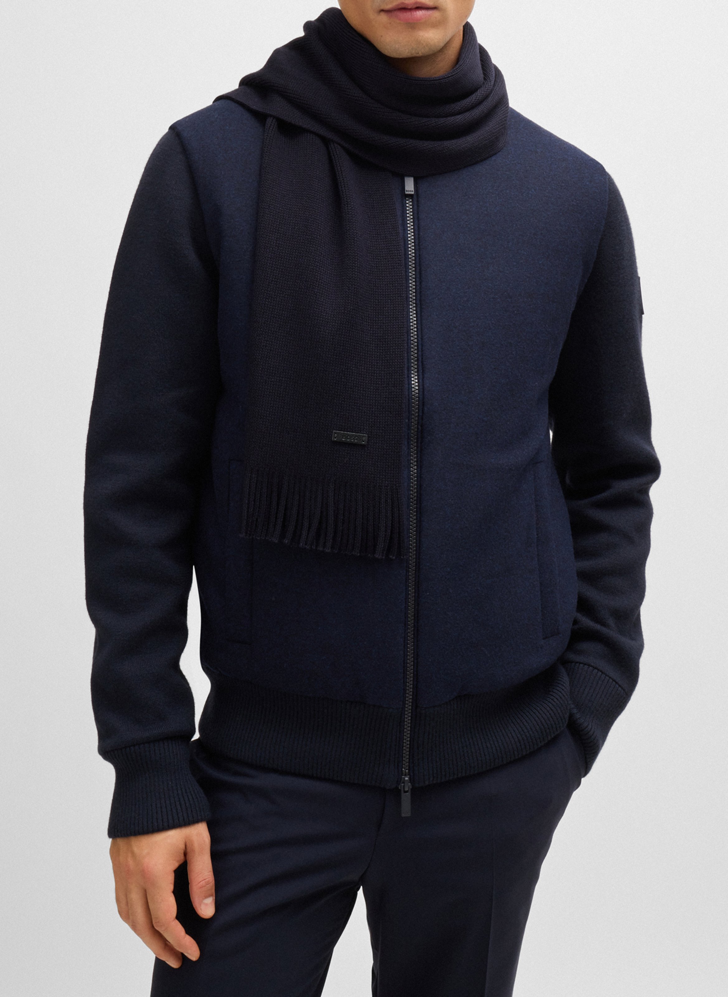 Echarpe en laine  Bleu fonce