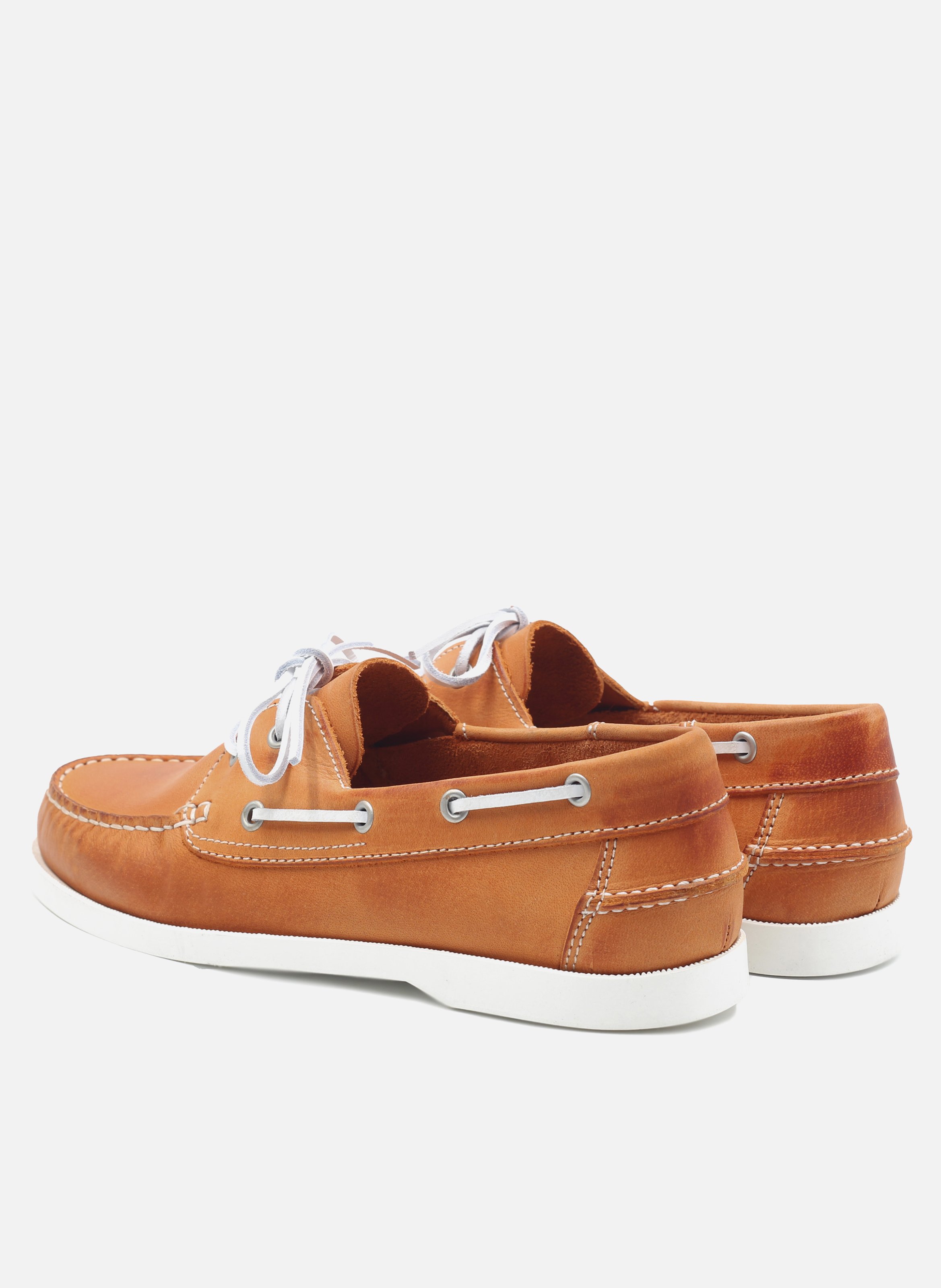 Chaussures bateau cuir mat brossé JULES & JENN Orange