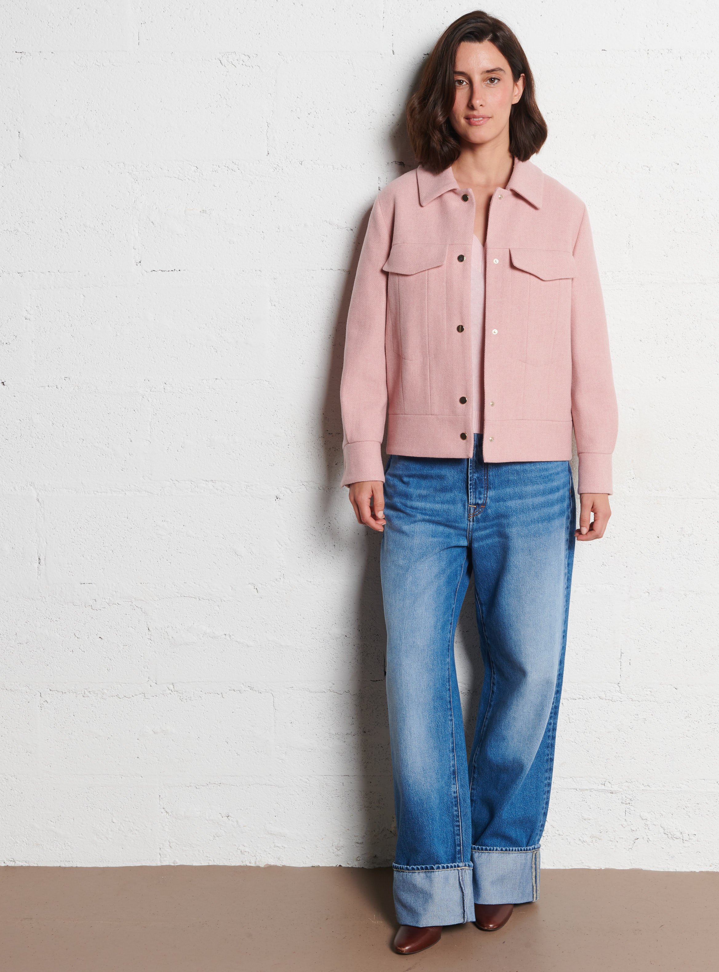 Veste col classique en laine mélangée fierce MAISON 123 Rose