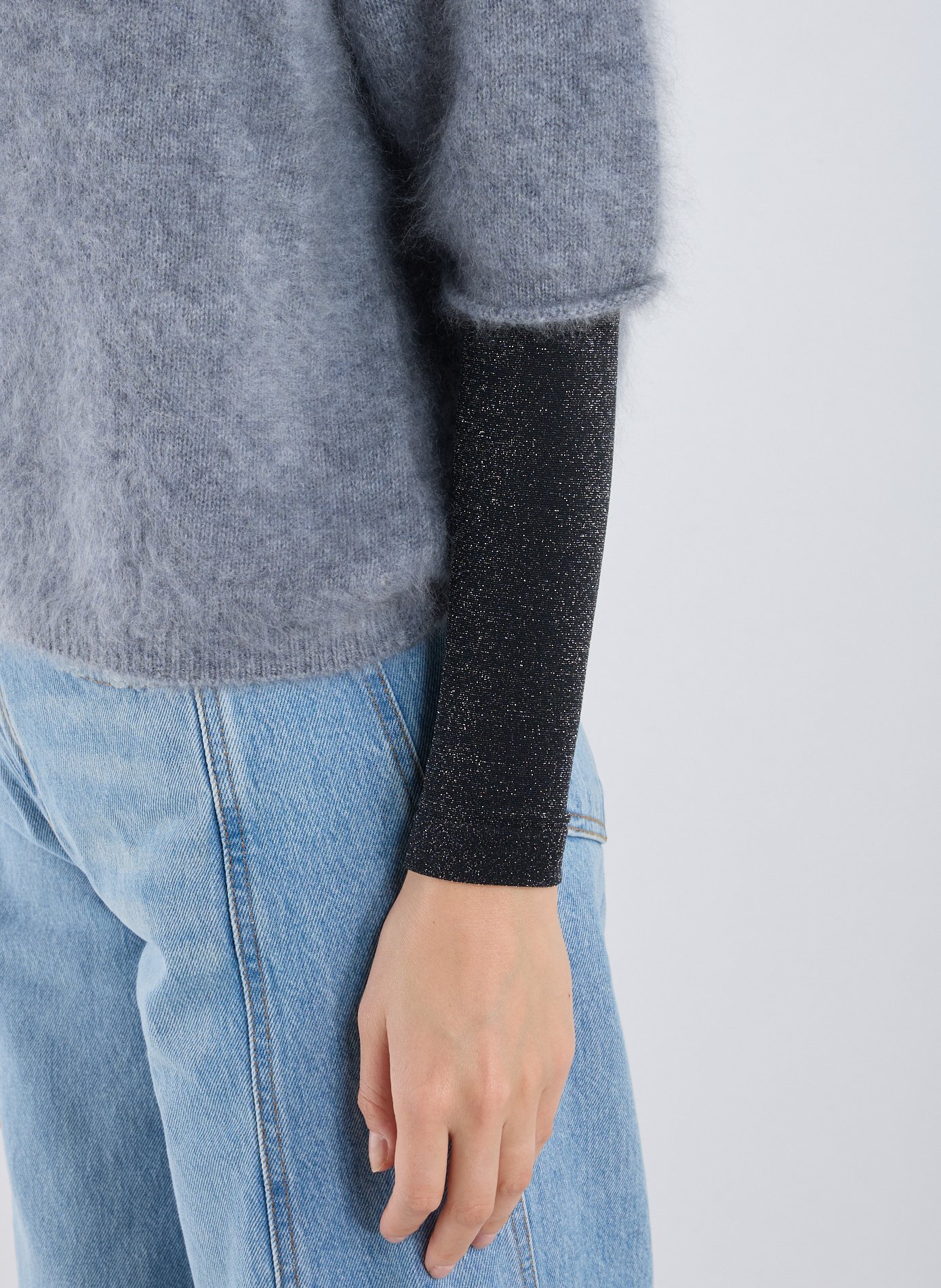 Pull manches courtes en cachemire R2W Gris