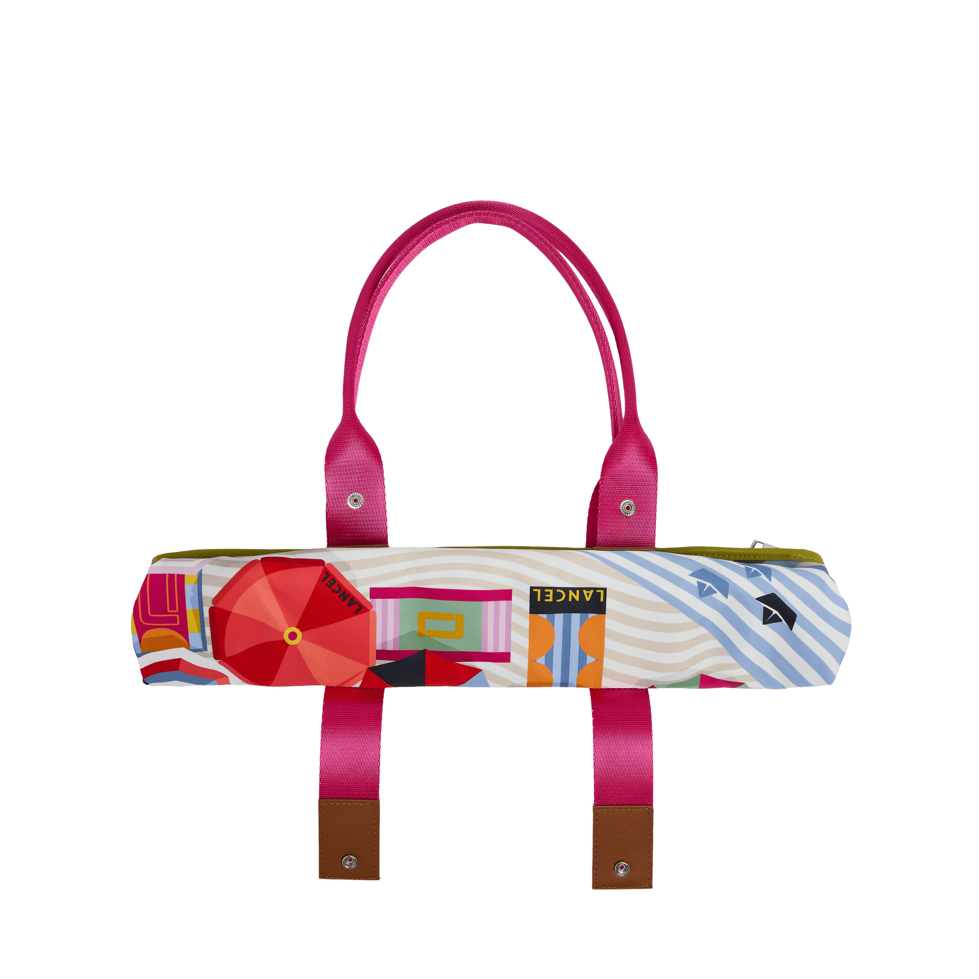 Sac cabas zippé m mistral rollable de lancel en nylon LANCEL Rose