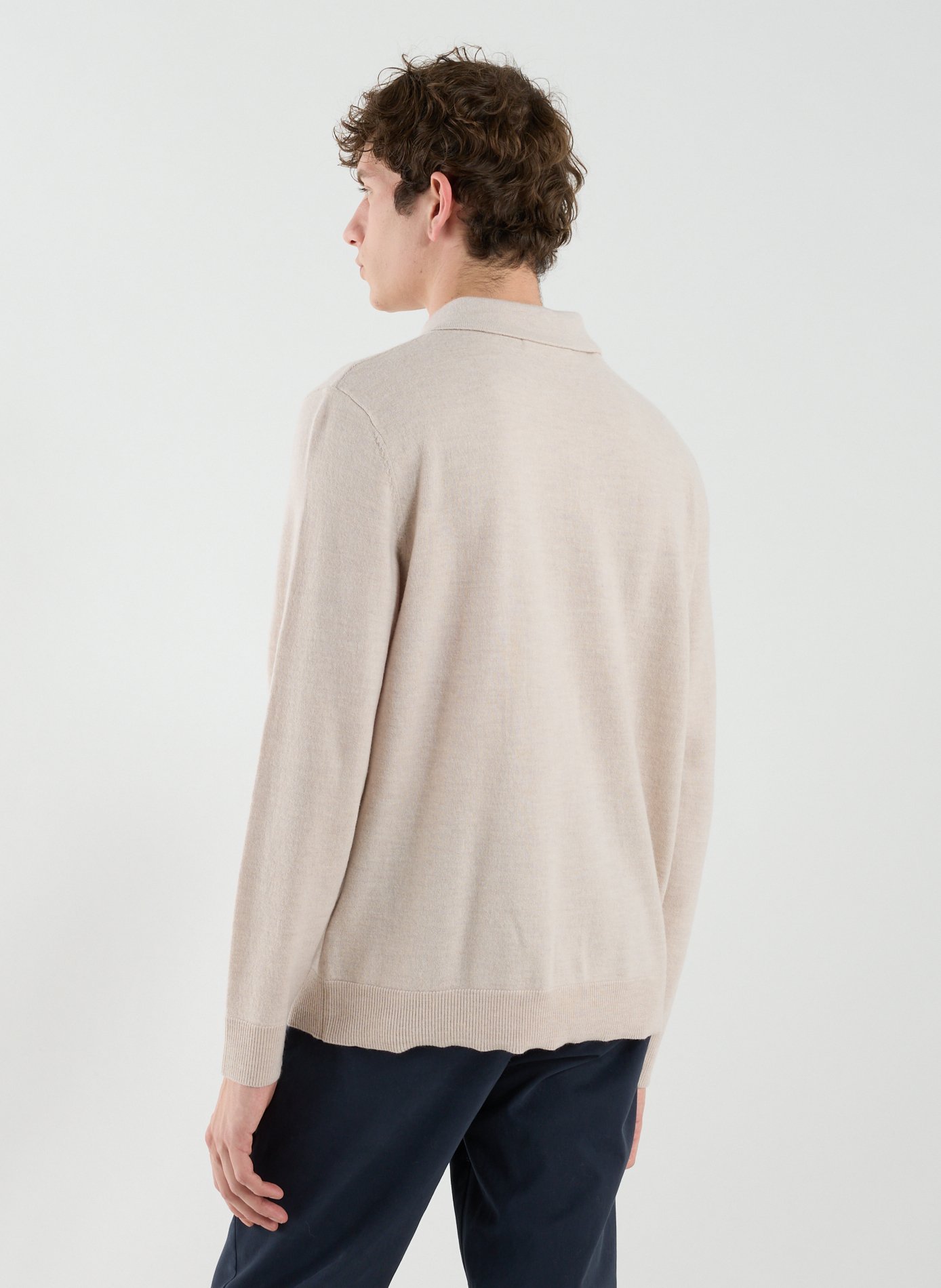 Pull col italien en laine mérinos SELECTED Beige