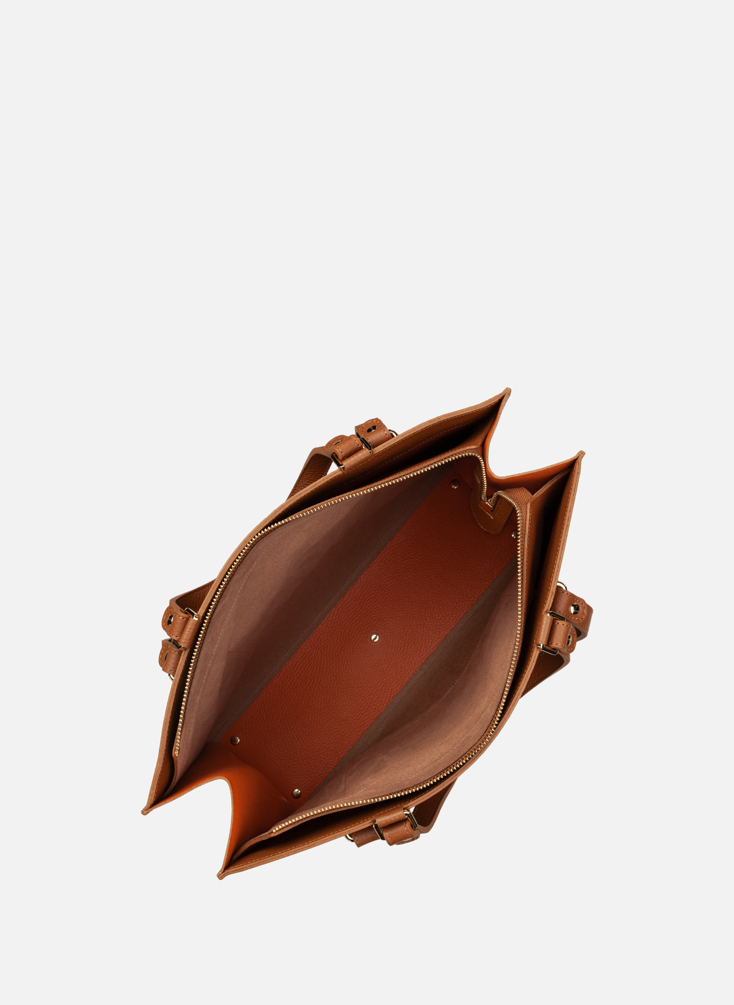 Très grand sac cabas épaule - foulonné double daily Marron