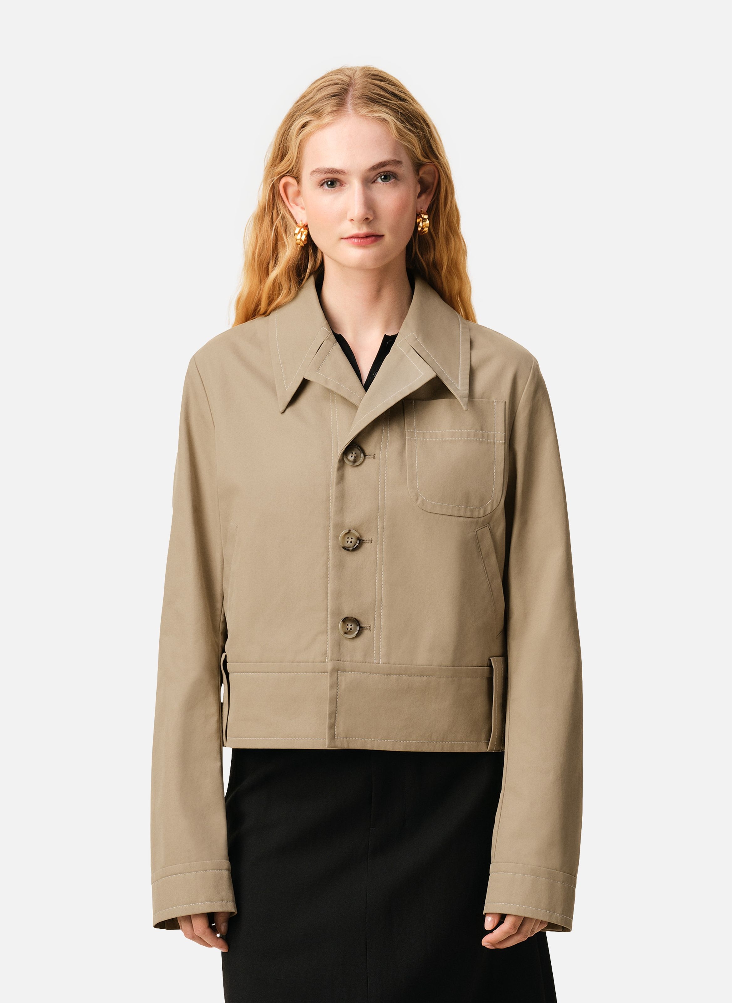 Veste boutonnée en coton AMI PARIS Beige