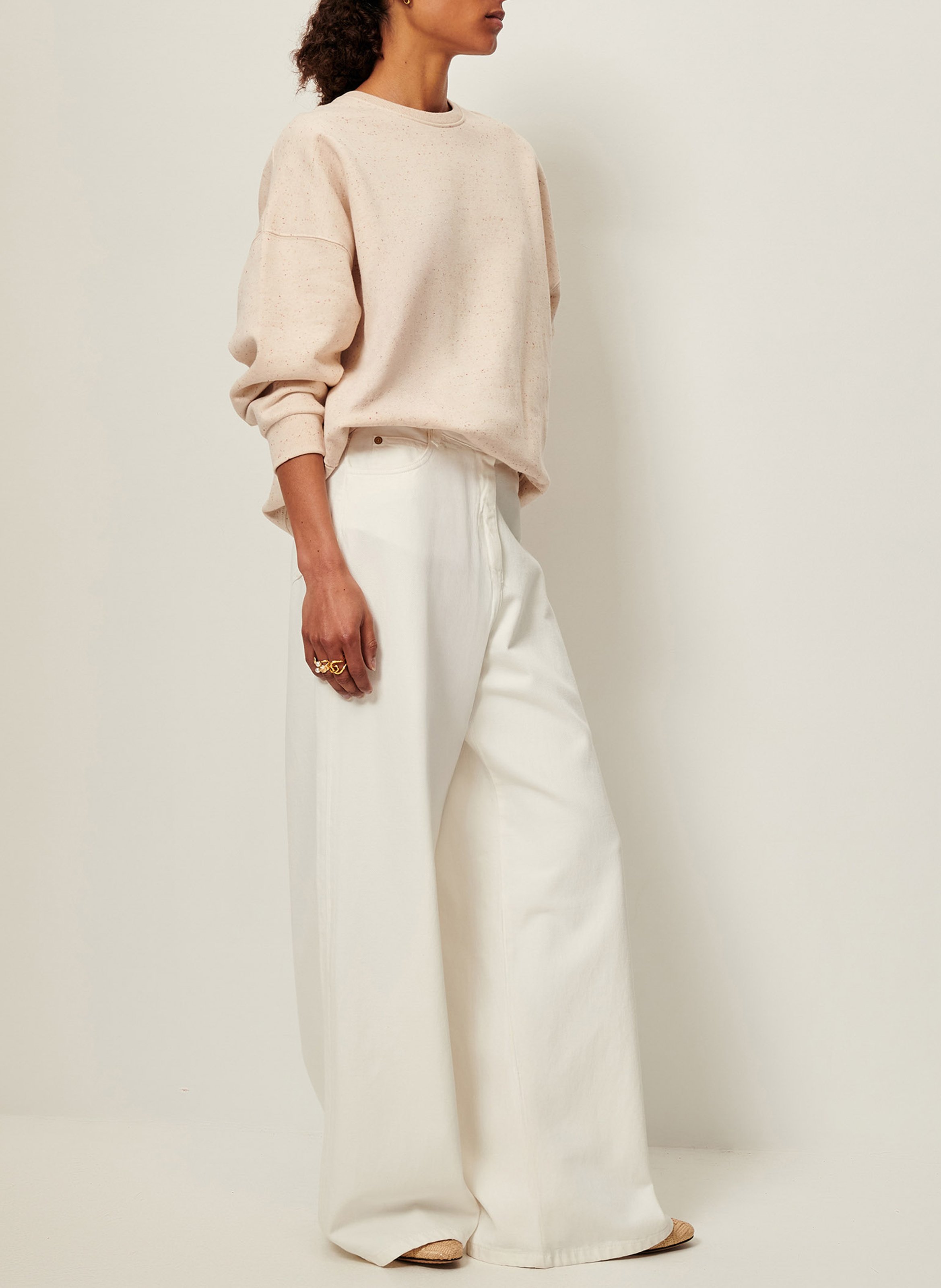 Sweat col rond oversize en coton mélangé chebbi SESSUN Beige