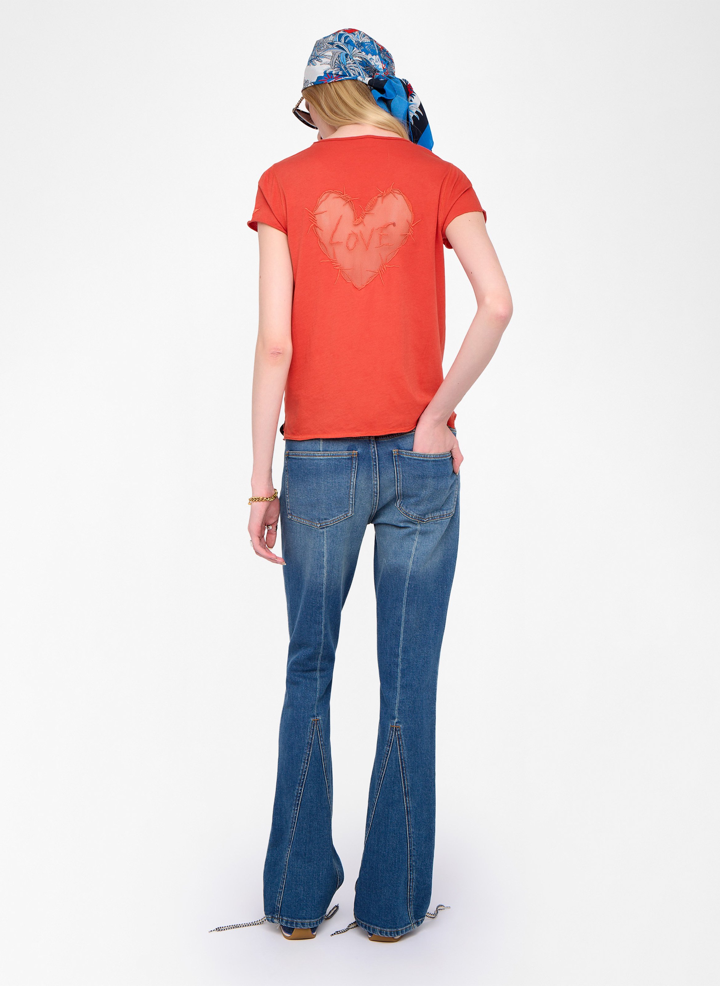 Tee-shirt col tunisien en coton tunisien ZADIG&VOLTAIRE Orange