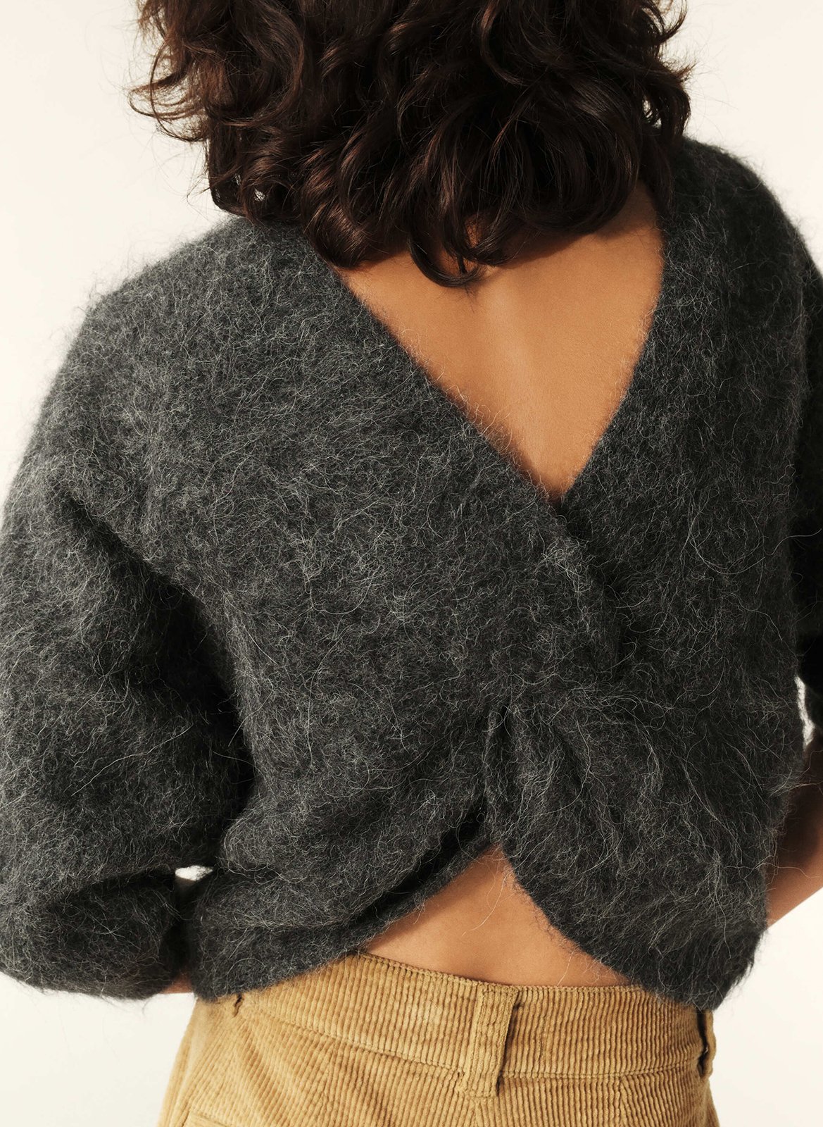 Pull col v en laine mélangé fill BA&SH Noir