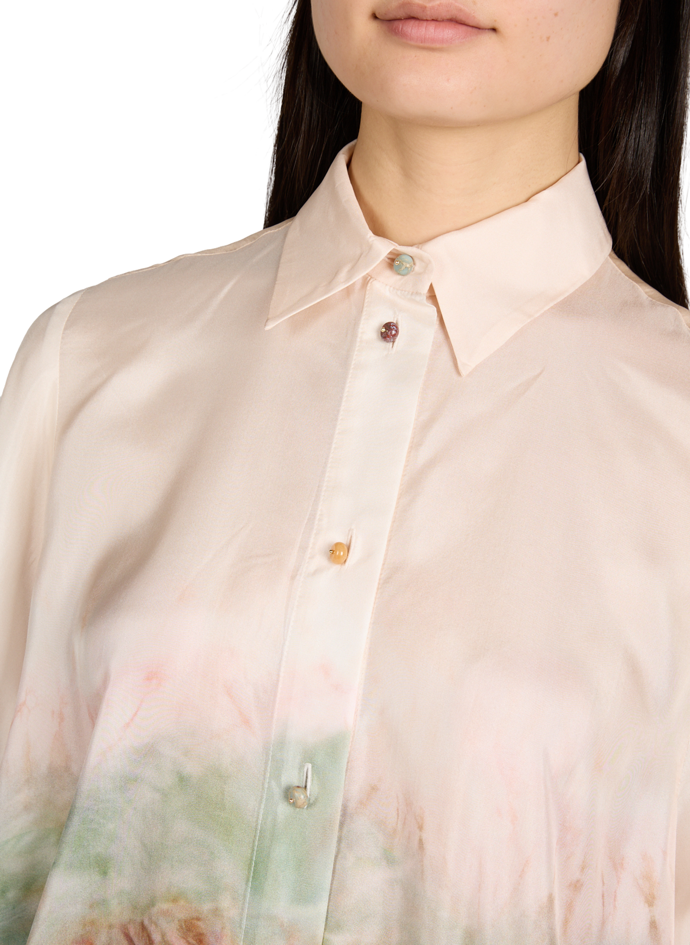 Fluid silk shirt with a classic collar ZIMMERMANN Multicolour