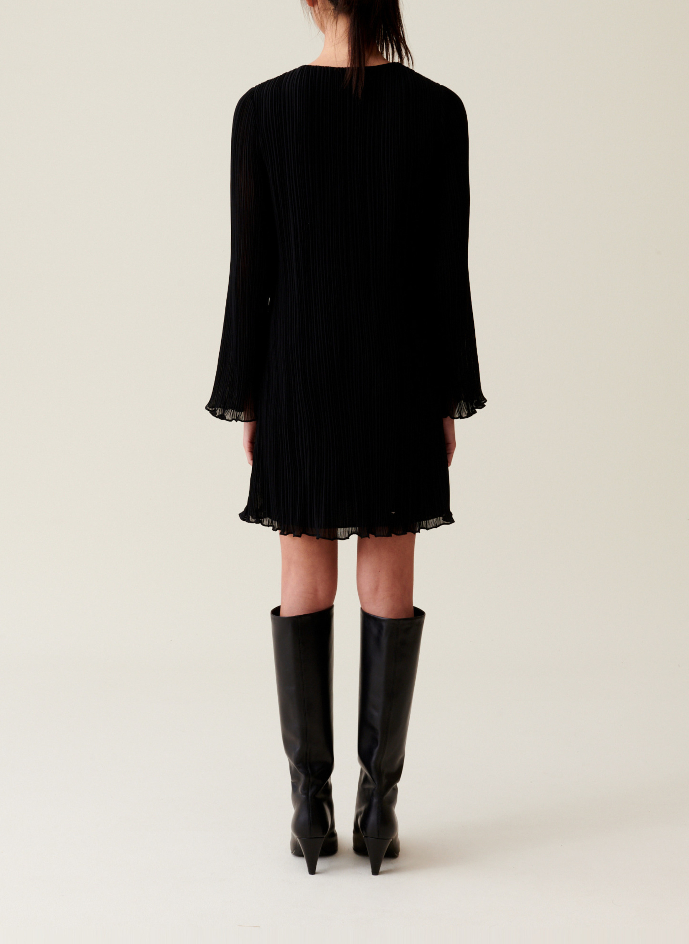 Robe courte col rond plissée CLAUDIE PIERLOT Noir