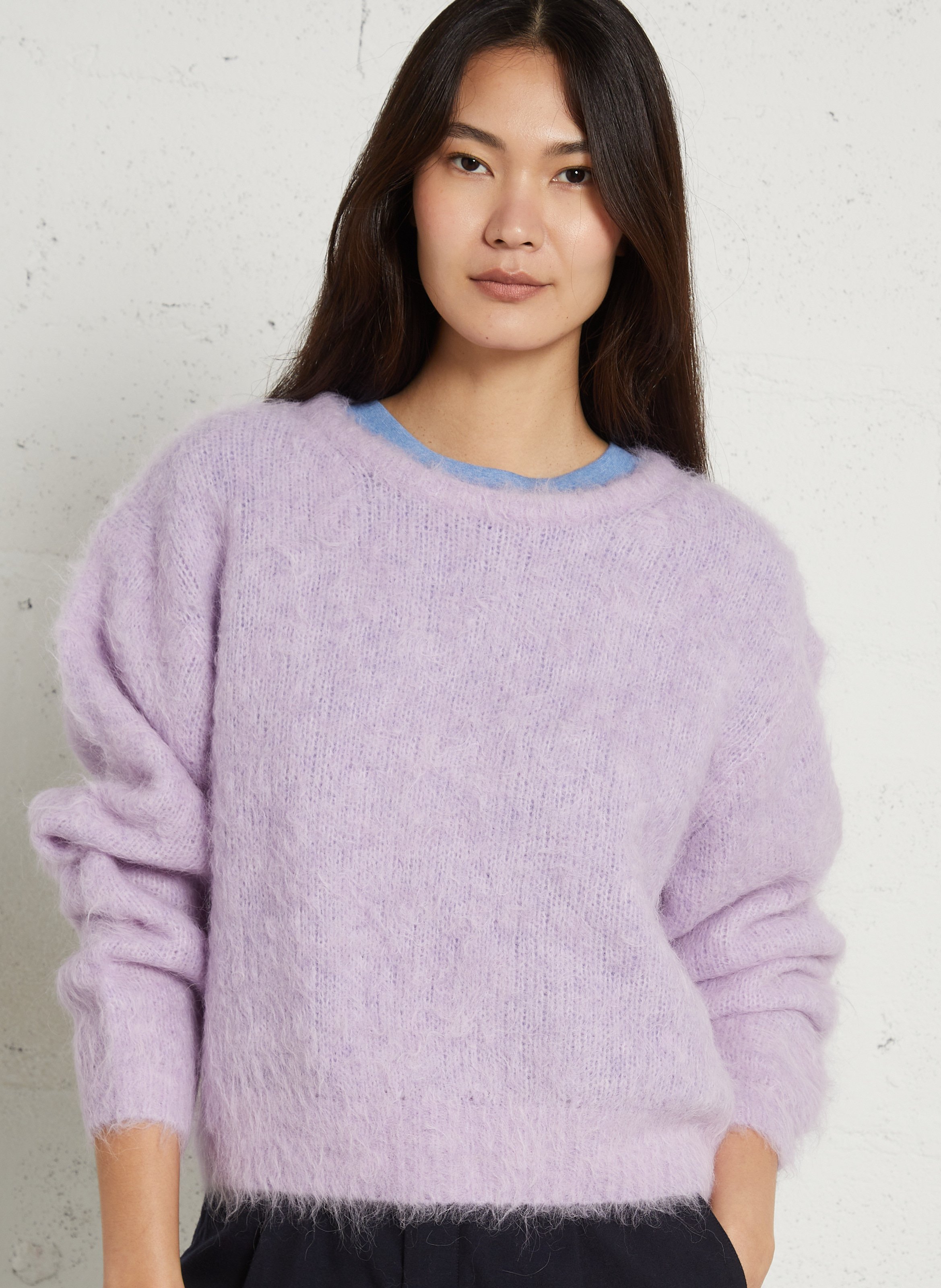 Pull oversize col rond en laine mélangée niby AMERICAN VINTAGE Rose