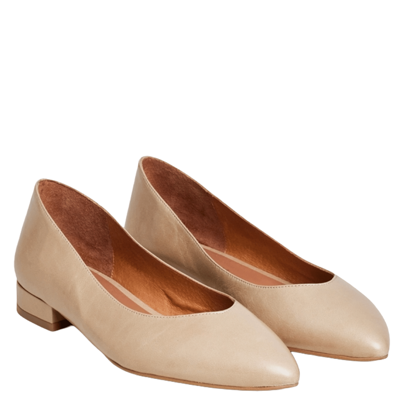 Ballerines plates pointus en cuir vendy JONAK Beige