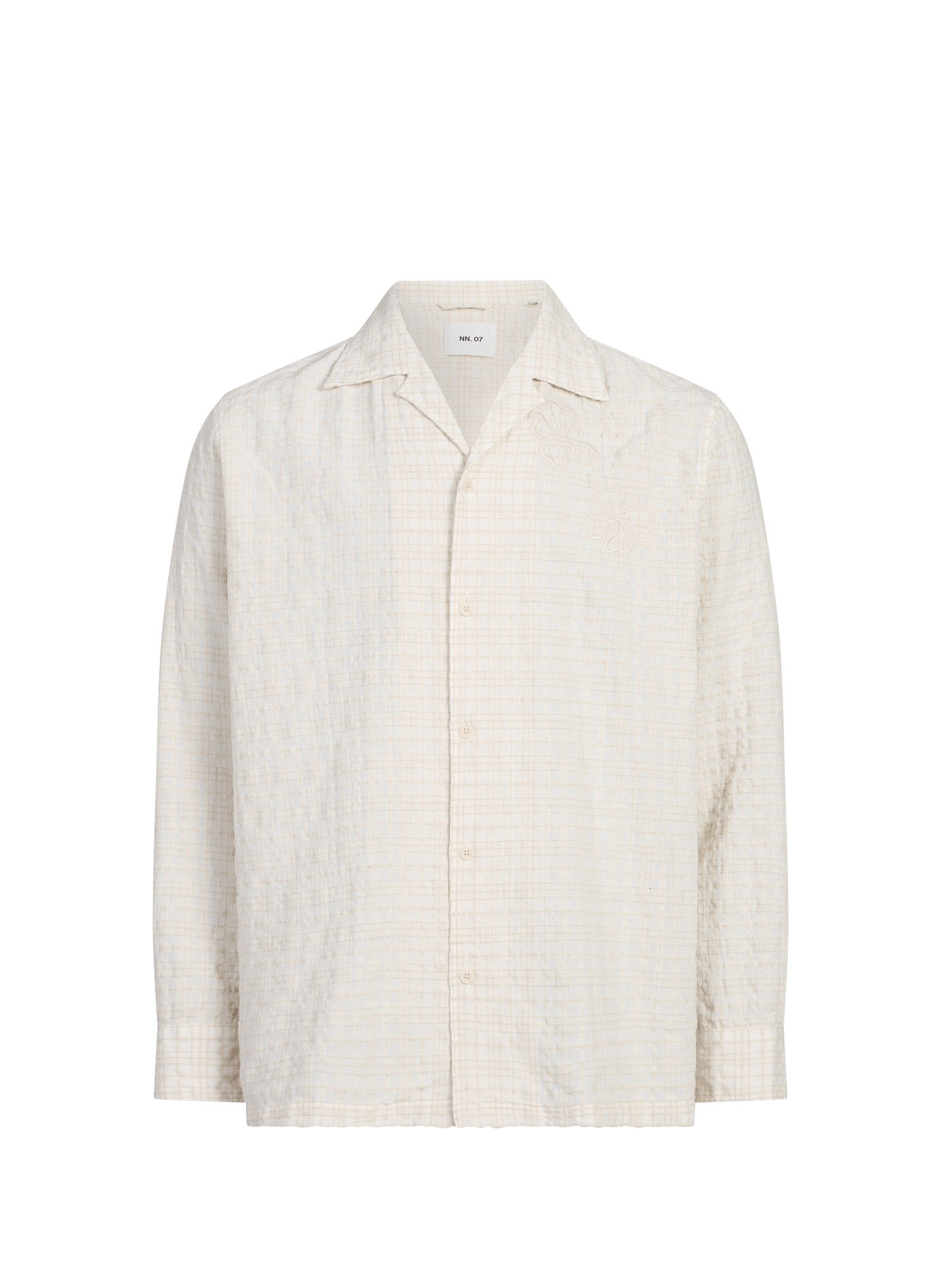 Straight Cuban collar shirt in checkered blended cotton NN.07 Beige