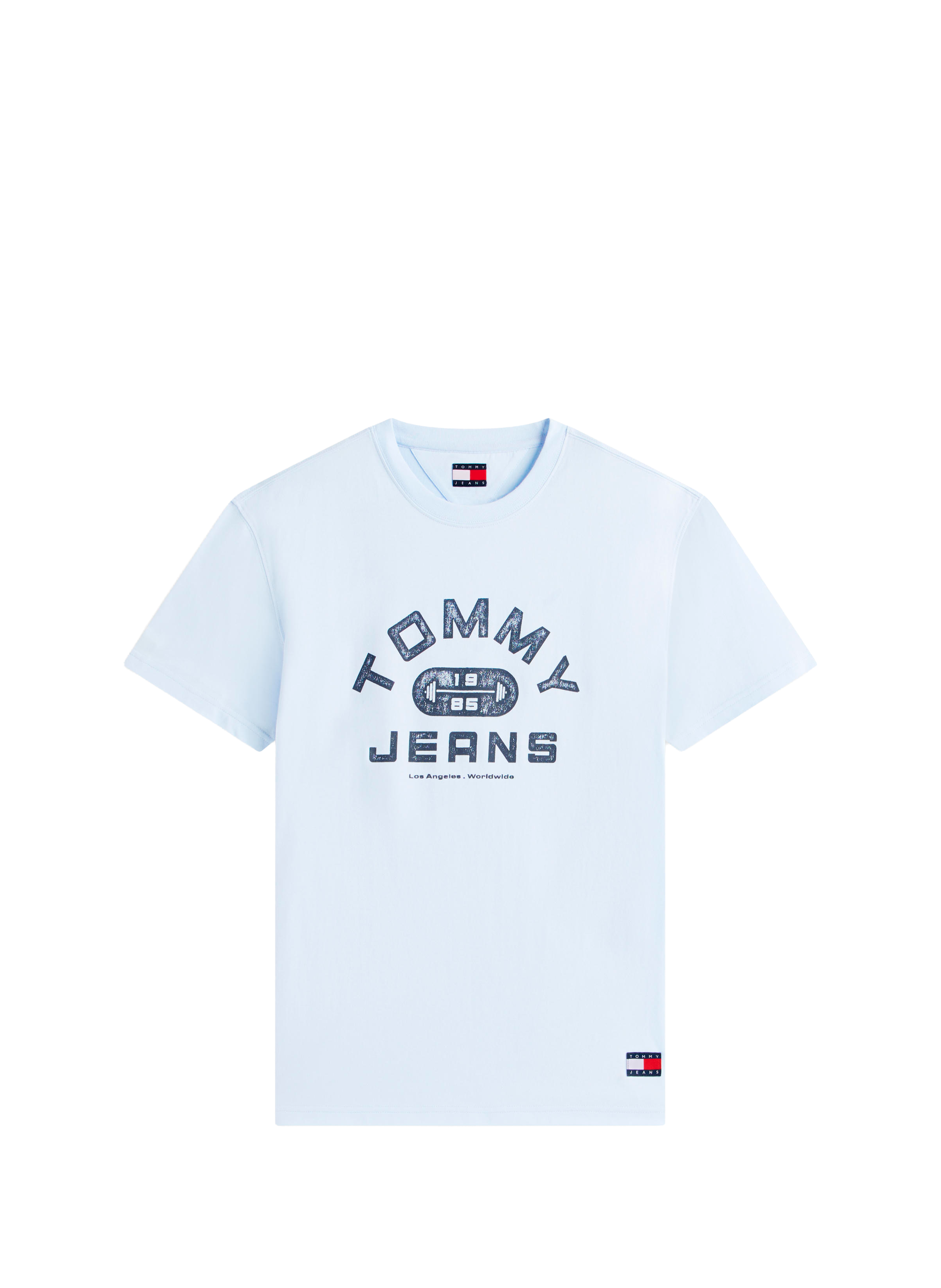 Straight printed cotton T-shirt TOMMY HILFIGER Blue