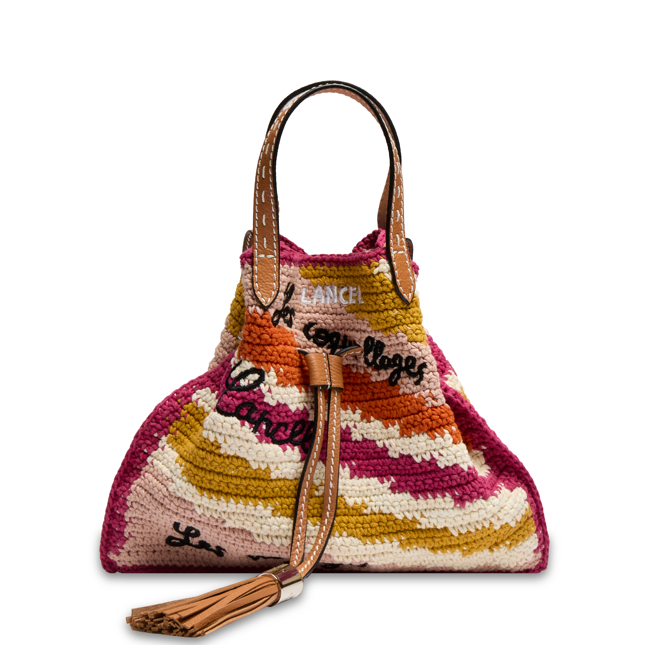 Sac seau s double porté summer mania de lancel en coton LANCEL Rose