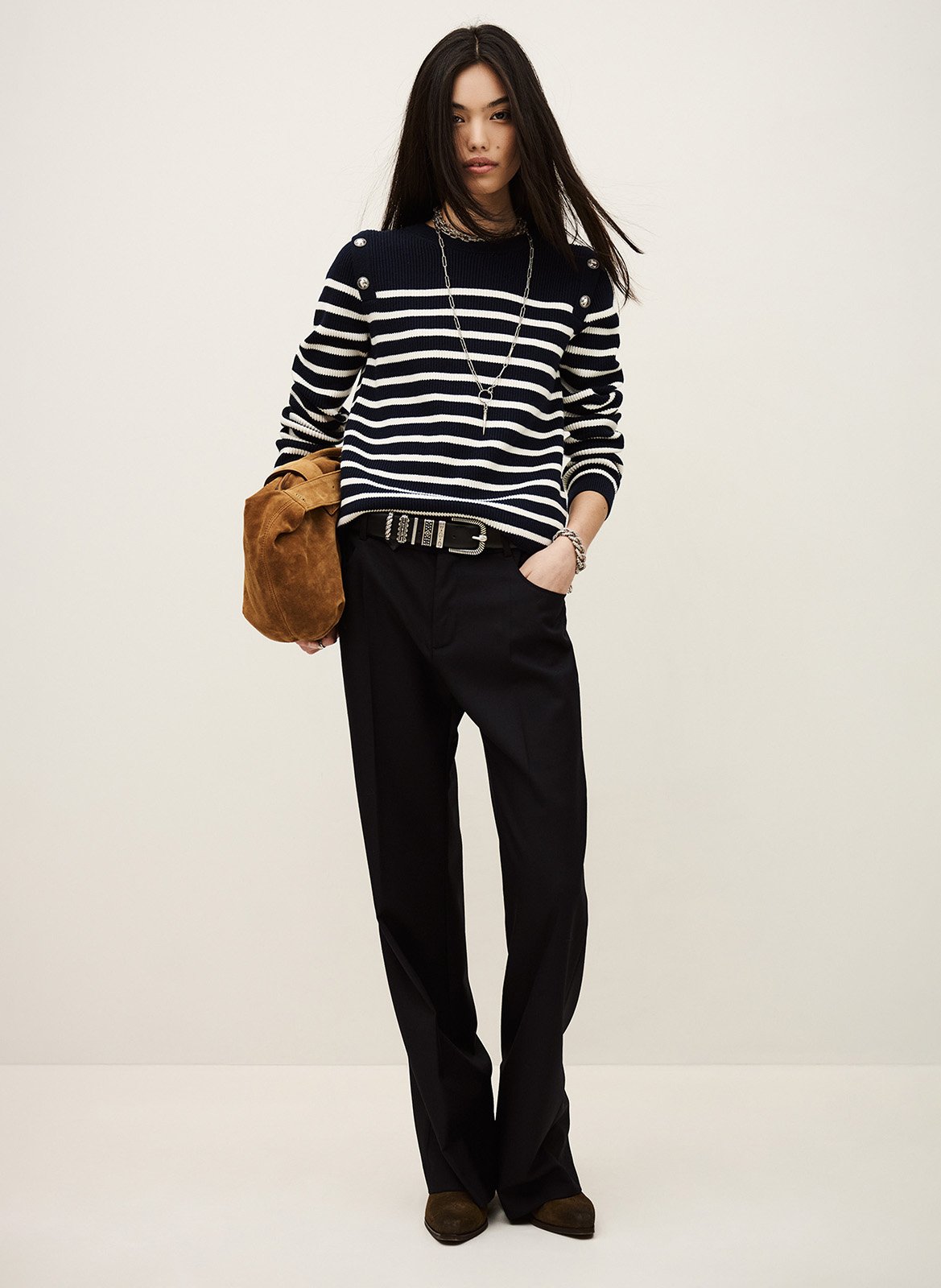 Pantalon bootcut en laine nives BA&SH Bleu
