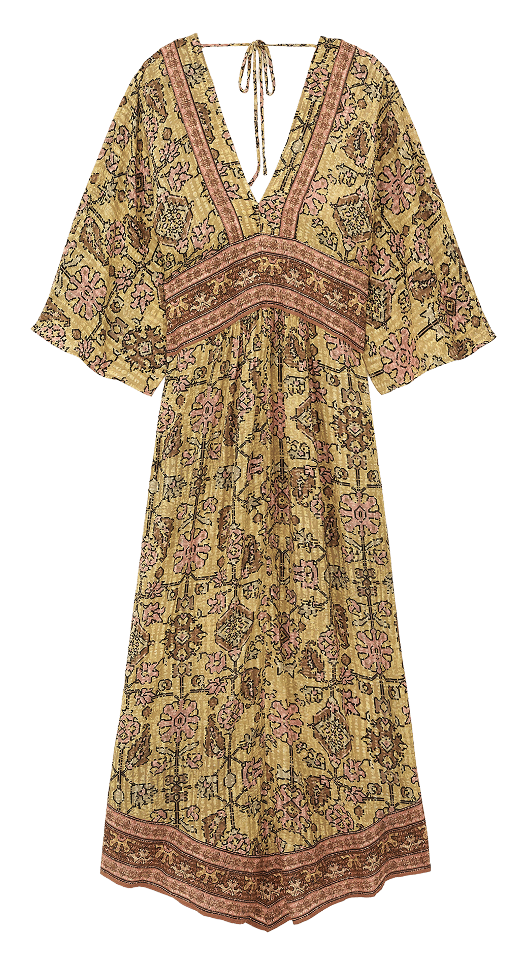 Robe longue col v pipa Jaune