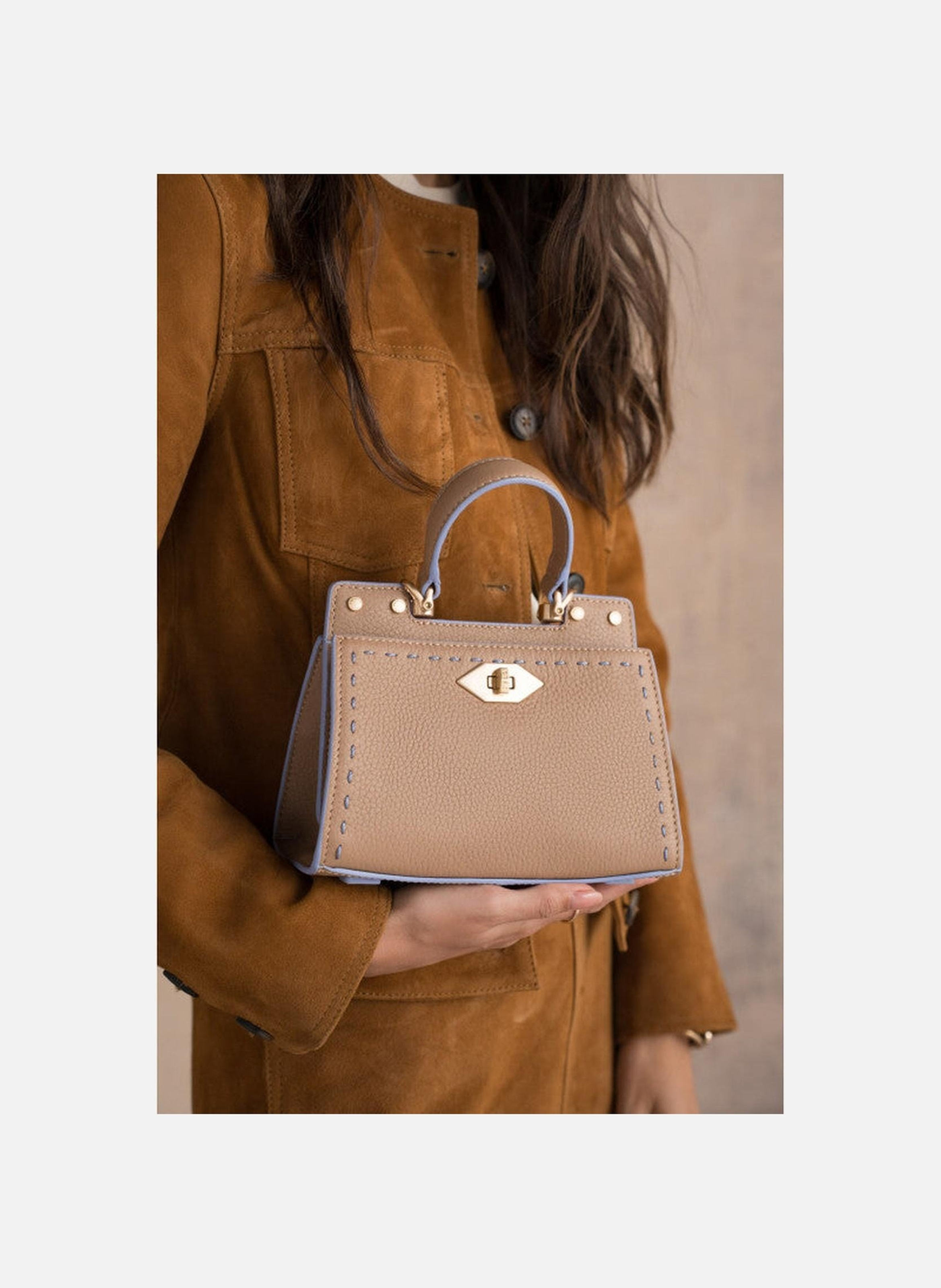 Trianon | sac à main micro en cuir de vachette POURCHET Violet
