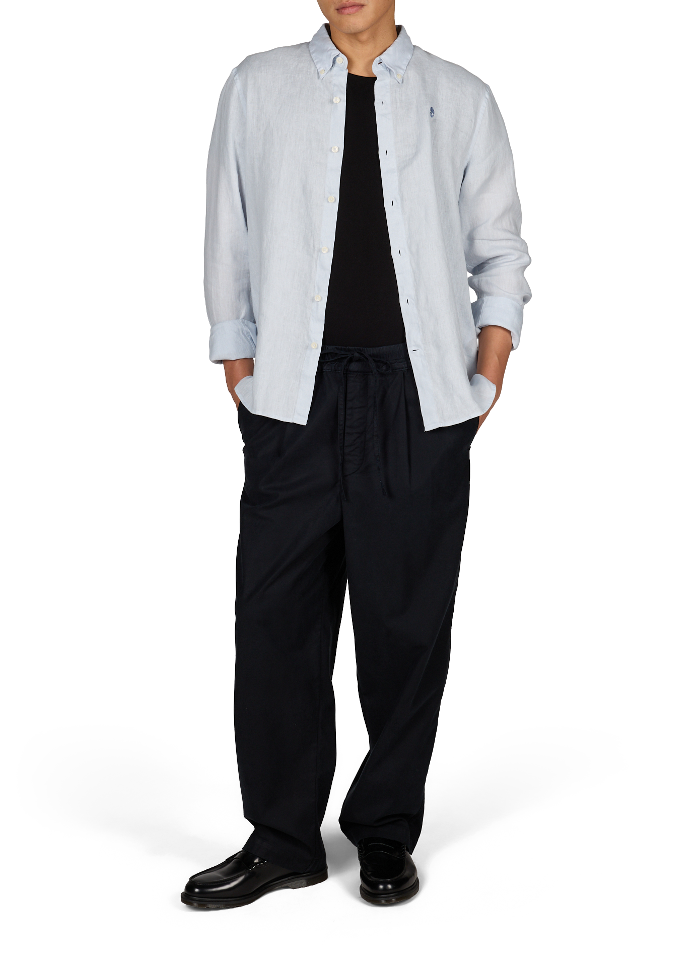 Pantalon droit en coton mélangé OFFICINE GENERALE Bleu