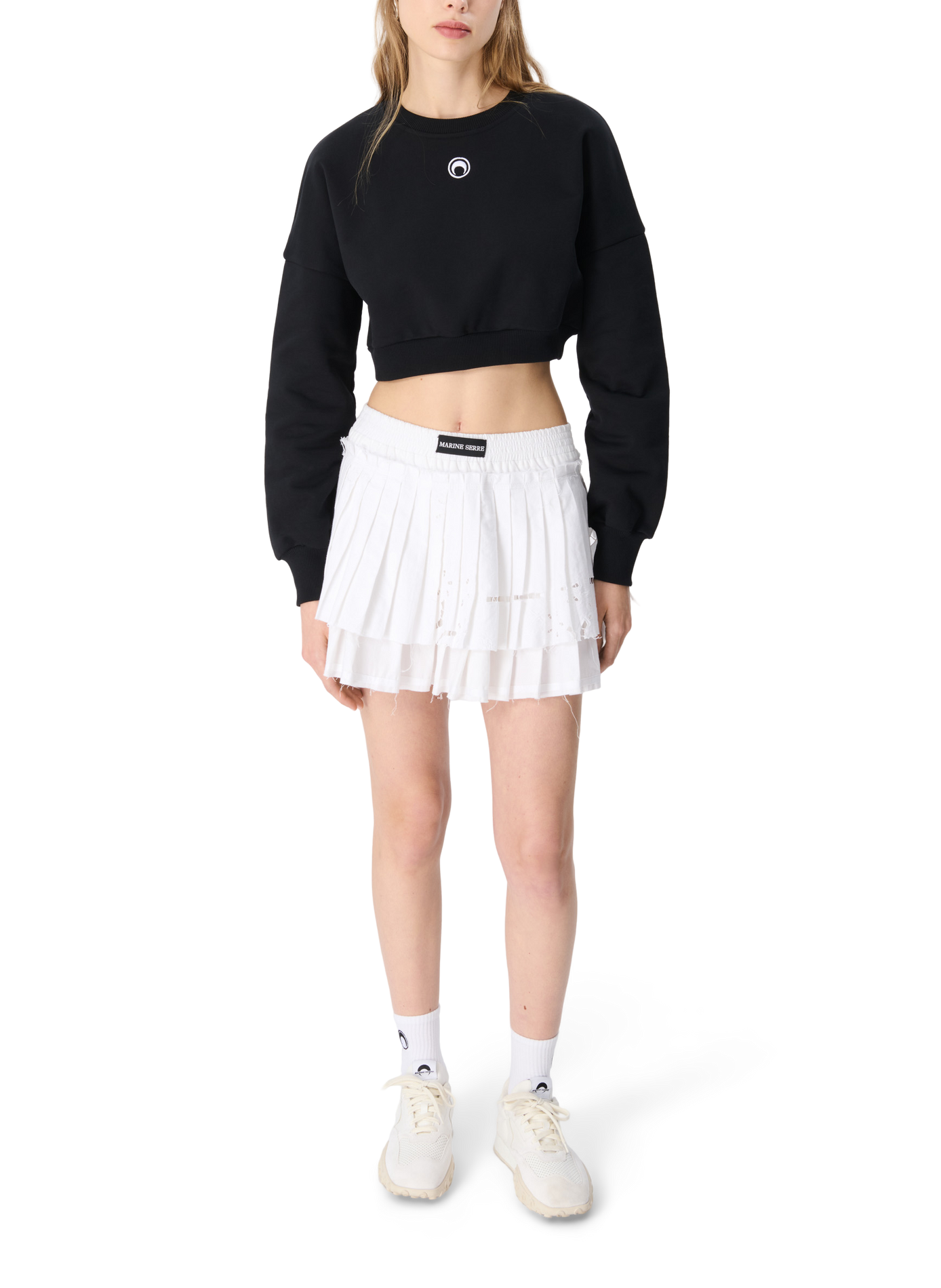 Moon logo fleece cropped sweatshirt MARINE SERRE Black