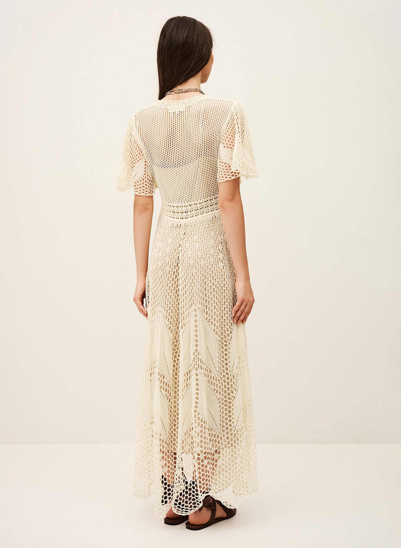Robe longue col v en coton bio umia BA&SH Beige
