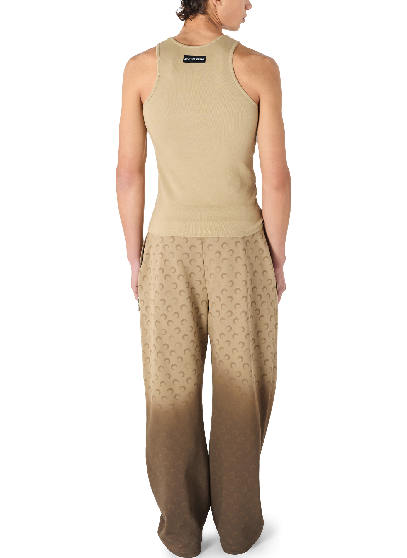 Débardeur logo moon en jersey côtelé de coton biologique MARINE SERRE Beige