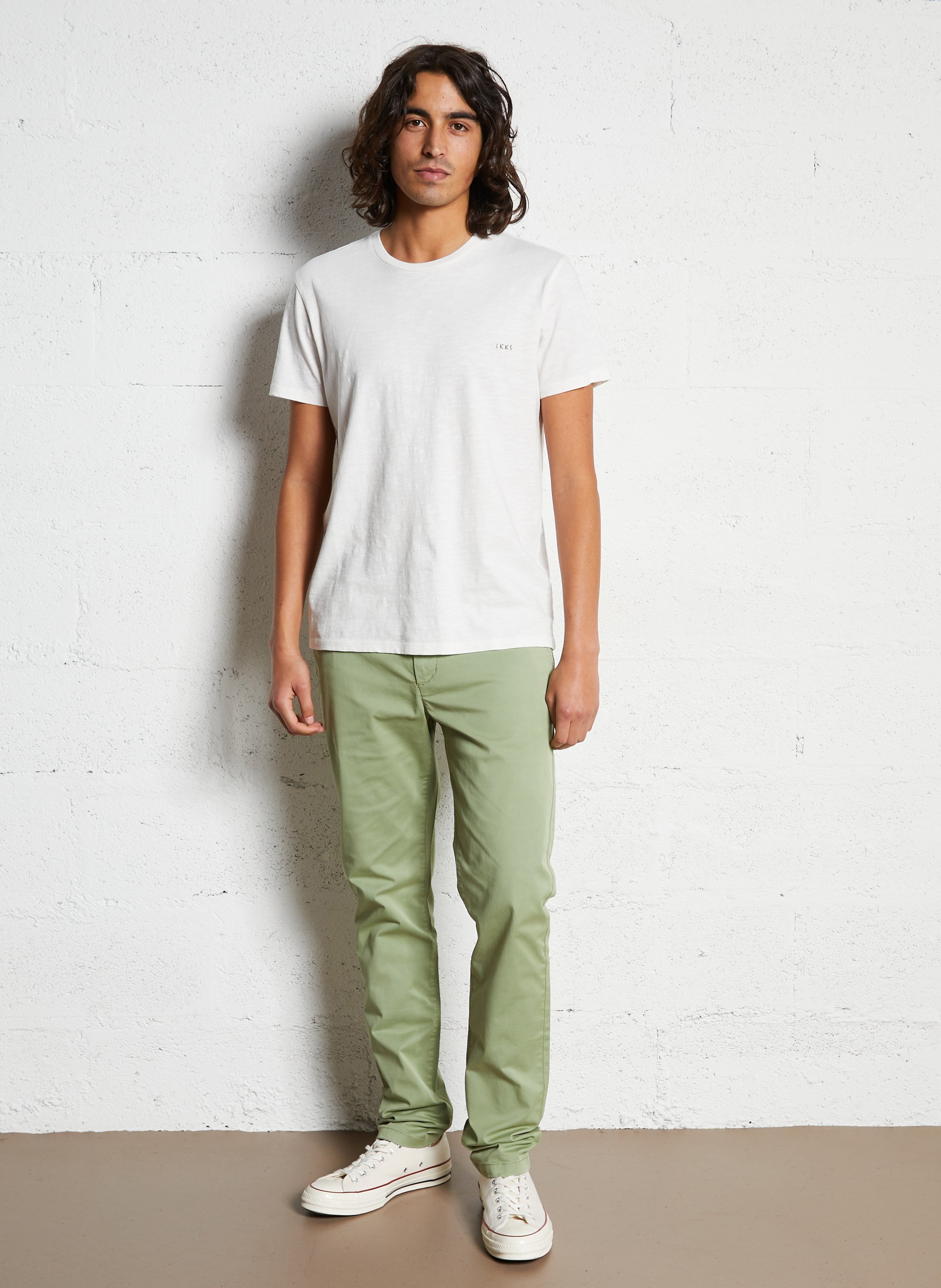 Pantalon chino en coton mélangé IKKS Vert
