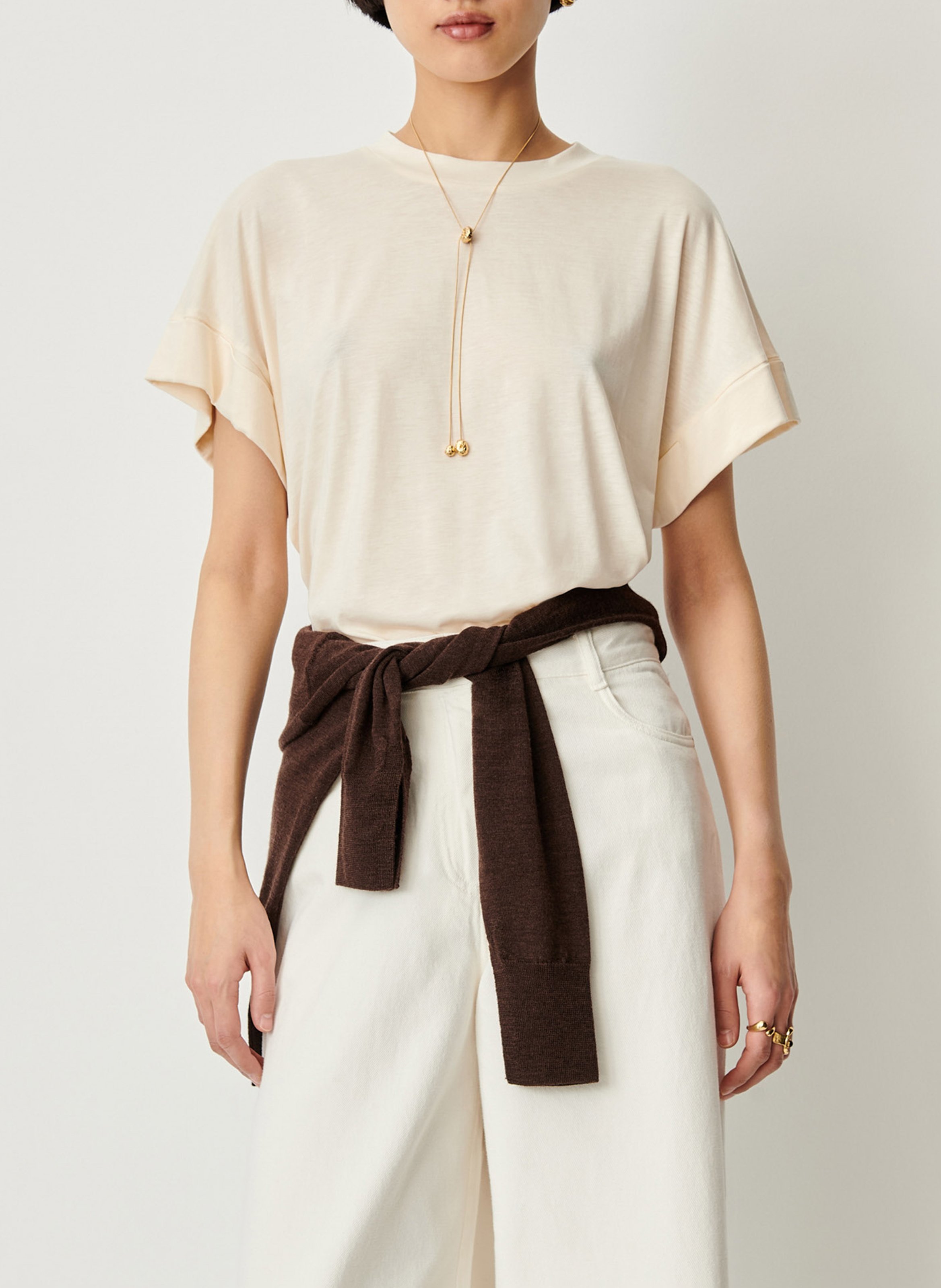 Tee-shirt col rond dimentica SESSUN Beige