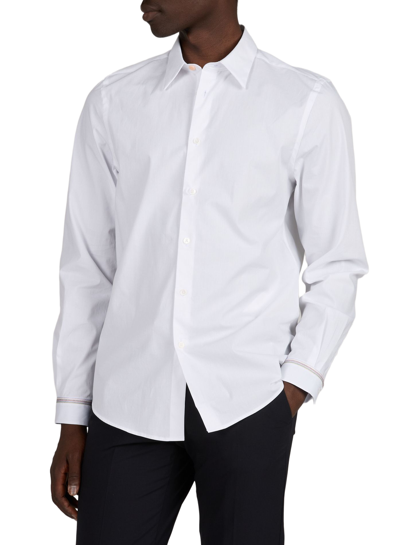 Chemise droite en coton mélangé PAUL SMITH Blanc