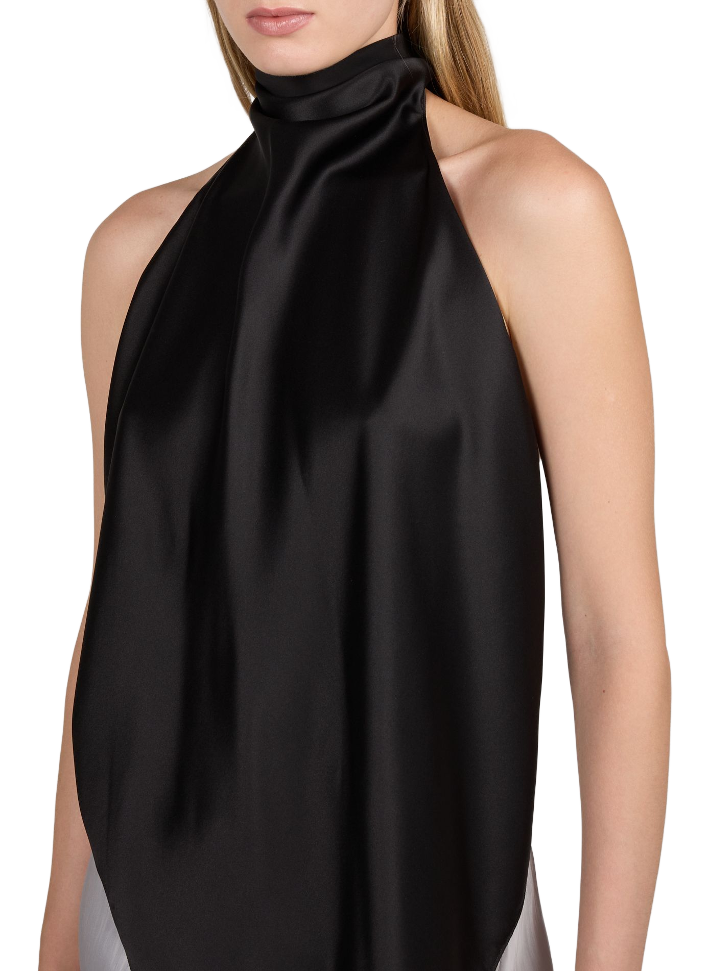 Top cruzado sin espalda para atar en seda HELMUT LANG Negro