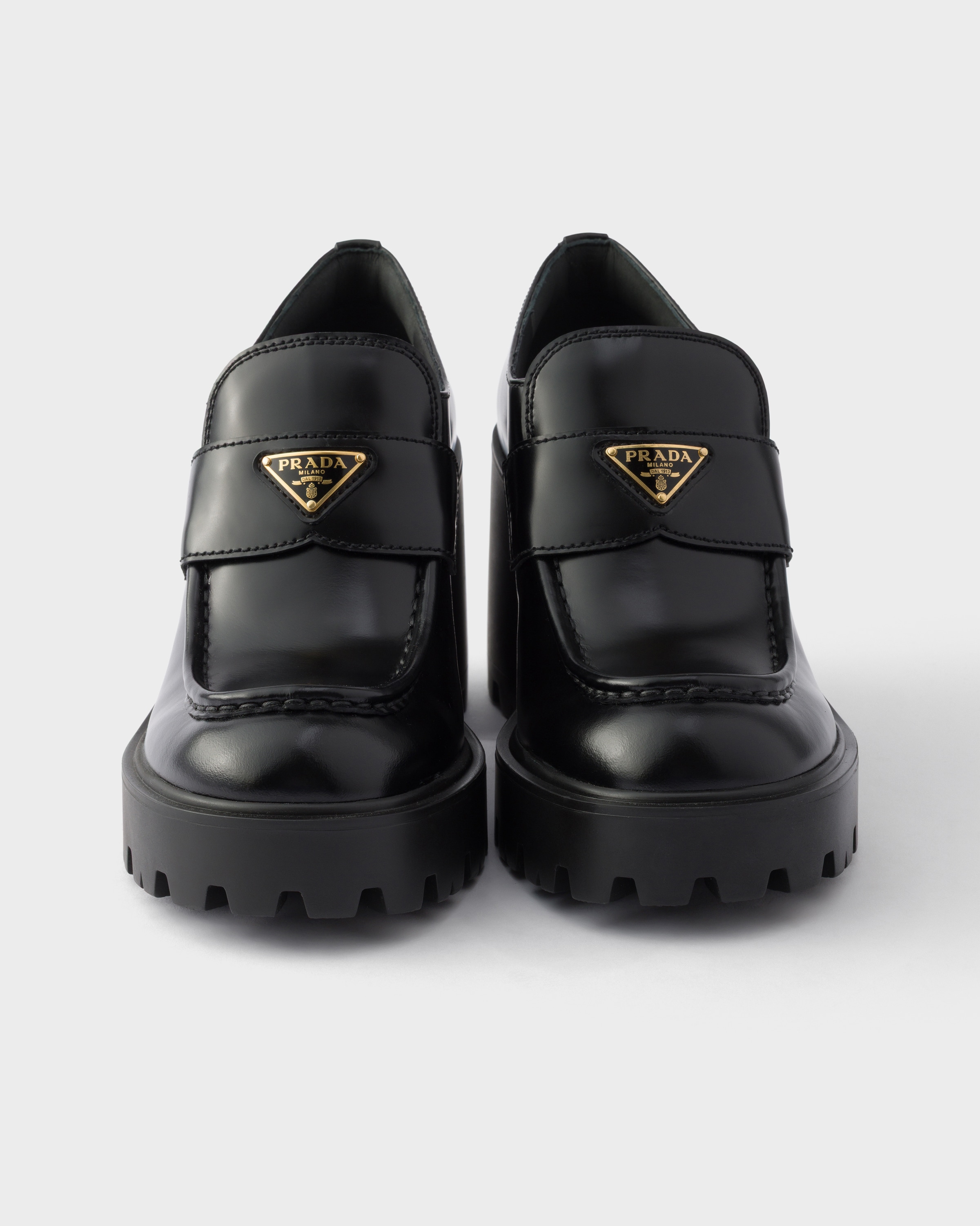 Mocassins en cuir brossé PRADA Noir