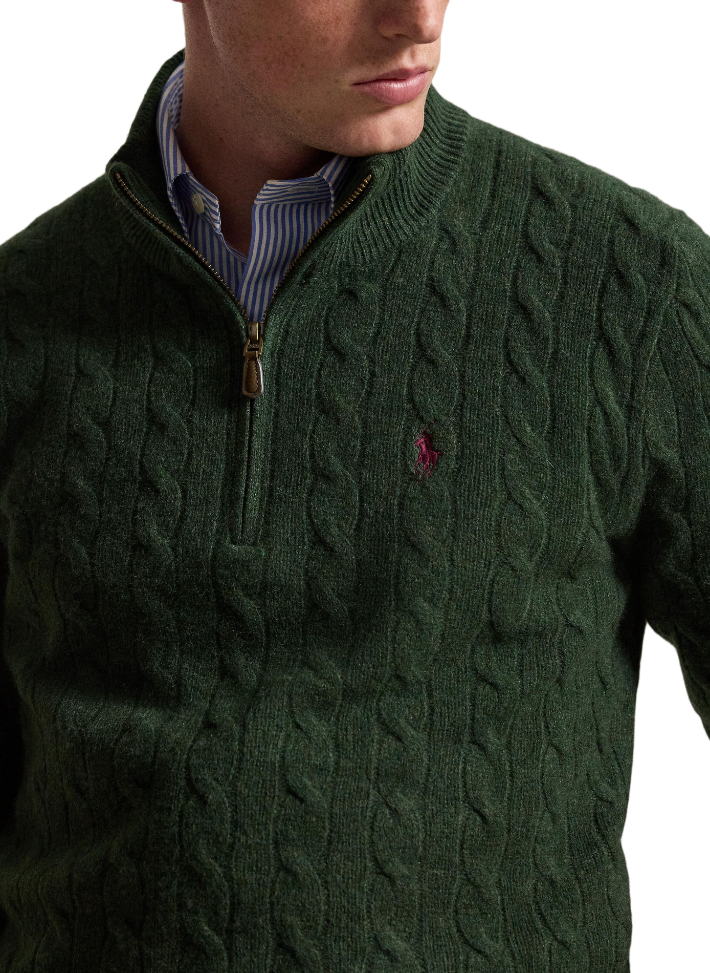 Pull droit col camionneur en laine mélangée  POLO RALPH LAUREN Vert