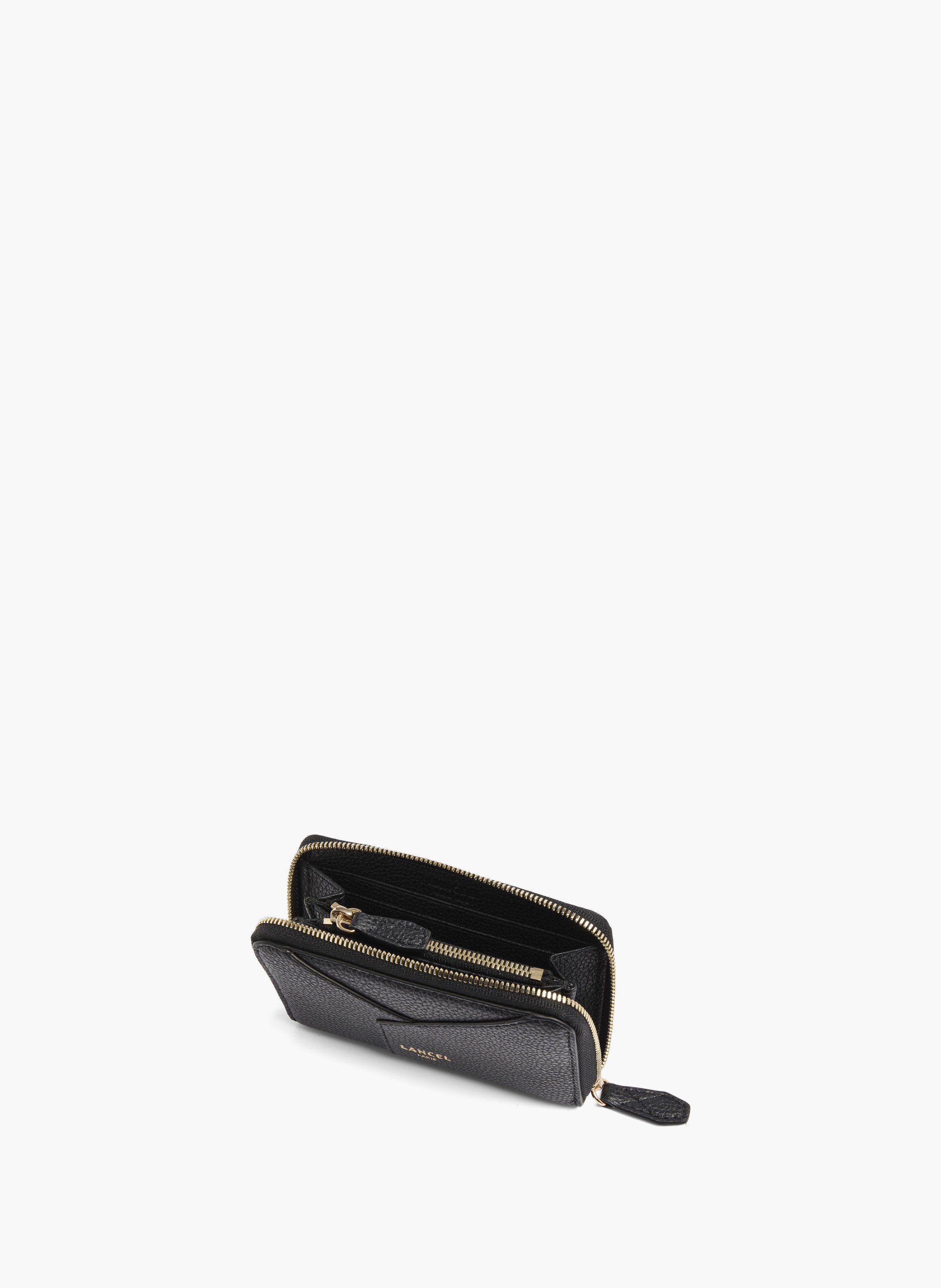 Porte-cartes à fermeture éclair – collection enveloppe, cuir de vachette grainé et lisse. LANCEL Noir