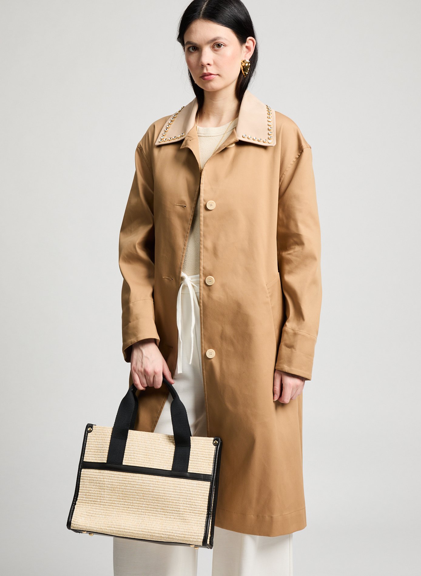 Sac cabas en paille AU PRINTEMPS PARIS Beige